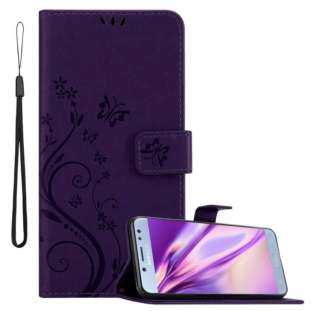 Cadorabo Handyhülle für Samsung Galaxy J5 2017 Hülle Samsung Galaxy J5 2017, Hülle Schutzhülle Blumen Flower mit Standfunktion Kartenfach Magnet