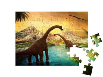 puzzleYOU Puzzle Die Welt der Dinosaurier, 48 Puzzleteile, puzzleYOU-Kollektionen 100 Teile, Dinosaurier
