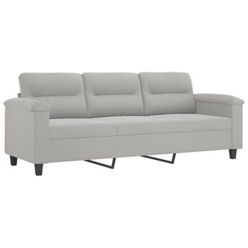 vidaXL Sofa 3-Sitzer-Sofa mit Hocker Hellgrau 180 cm Mikrofasergewebe