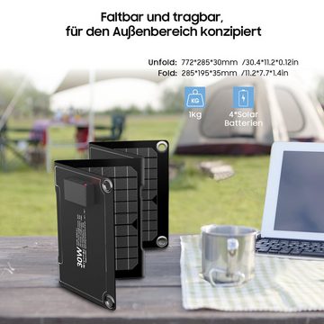 Aoucheni Solar Ladegerät 30W, USB Faltbar Solar Panel für Smartphone Solarladegerät (SET)