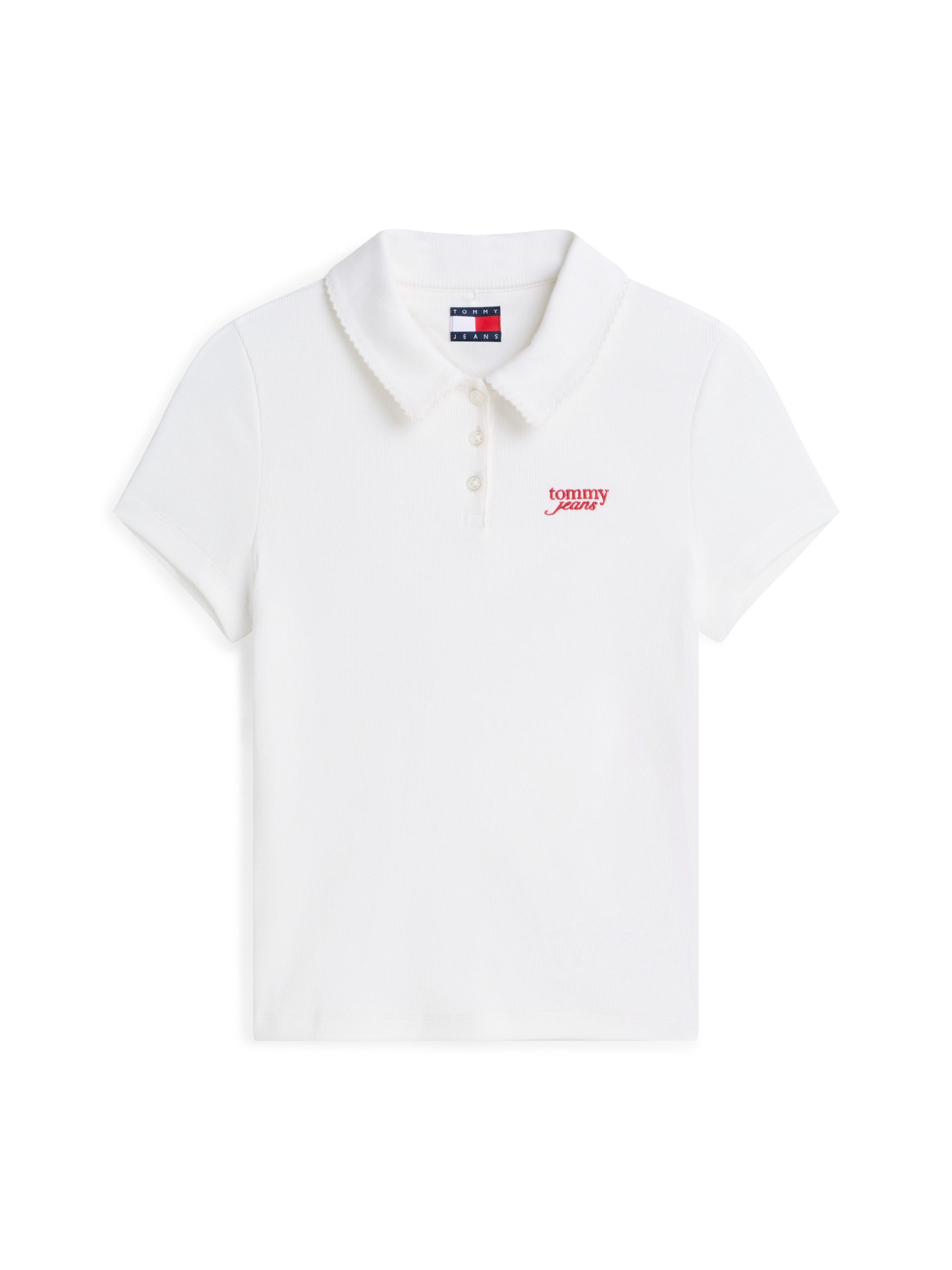 Tommy Jeans Poloshirt TJW SLIM RIB SCRIPT POLO Baumwollmischung, slim fit, figurbetont, in gerippter Struktur – Bild 5 von 5