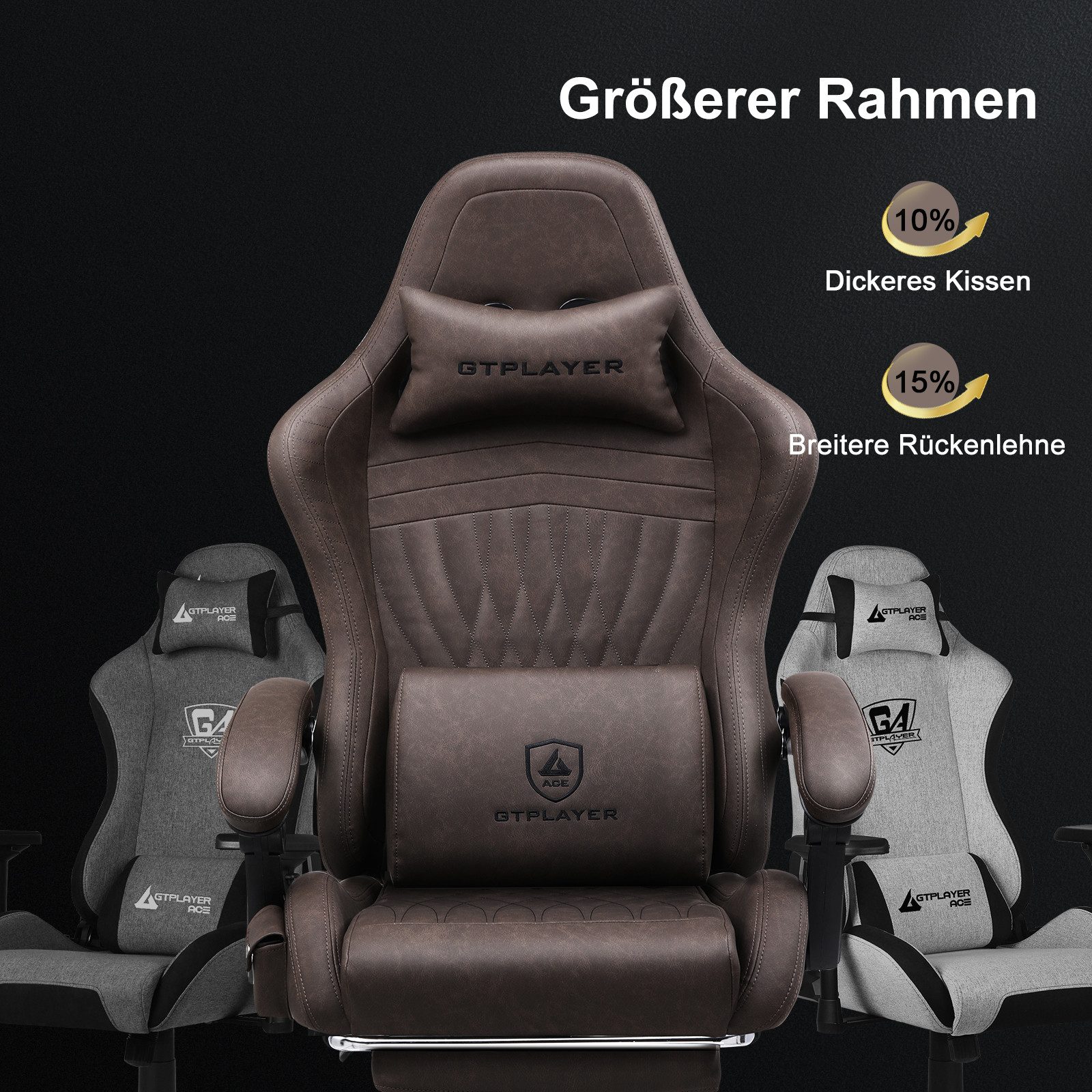 GTPLAYER Gaming-Stuhl ergonomischer Bürostuhl mit HIFI Stereo Lautsprecher, Verbindungsarmlehen beeindrukende Klang-atmosphäre – Bild 3 von 5
