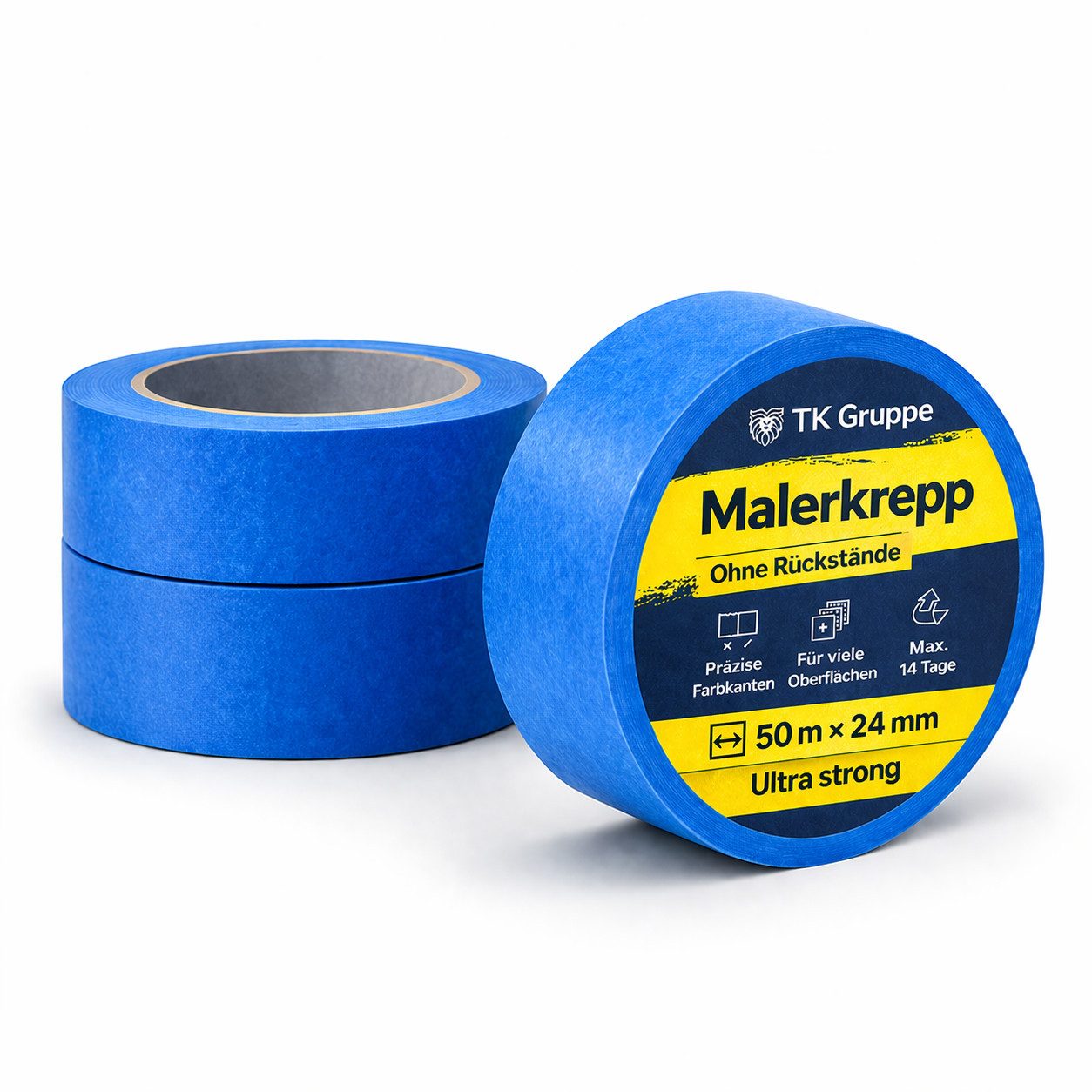 TK Gruppe Klebeband 3x Malerkrepp Kreppband Klebeband Abklebeband - Tape blau (3-St., Set)