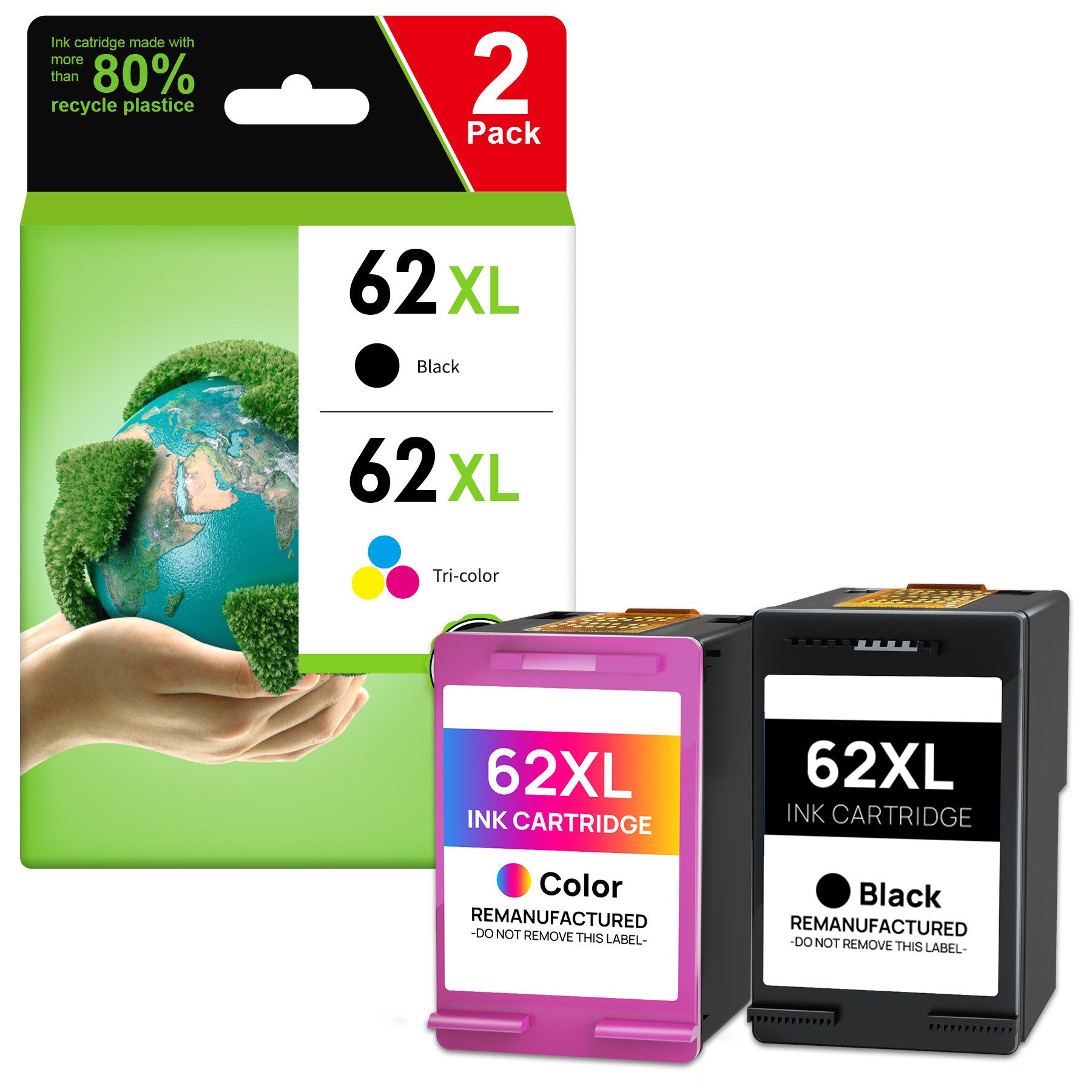 Greensky Patronen für HP62XL OfficeJet 200 250 Mobile 5740 5742 5744 8040 8045 Tintenpatrone (Set, 50-tlg)