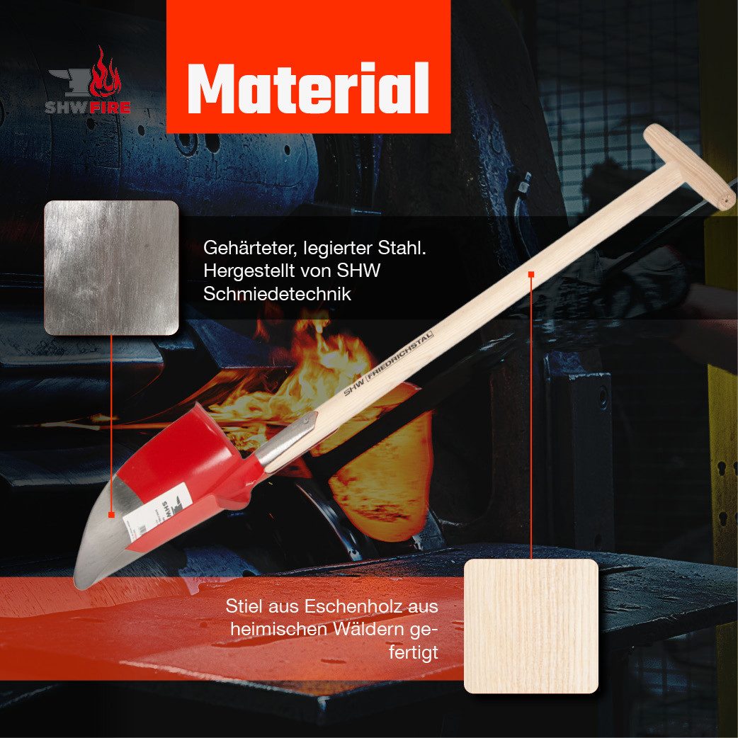 SHW Spaten SHW Schwarzwälder Hohlspaten mit Eschen-T-Stiel, Ergonomischer T-Griff, langlebig