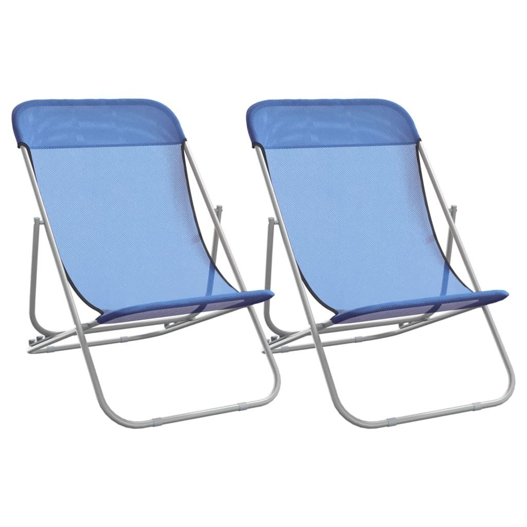vidaXL Gartenliege Strandstühle 2 Stk. Blau günstig online kaufen