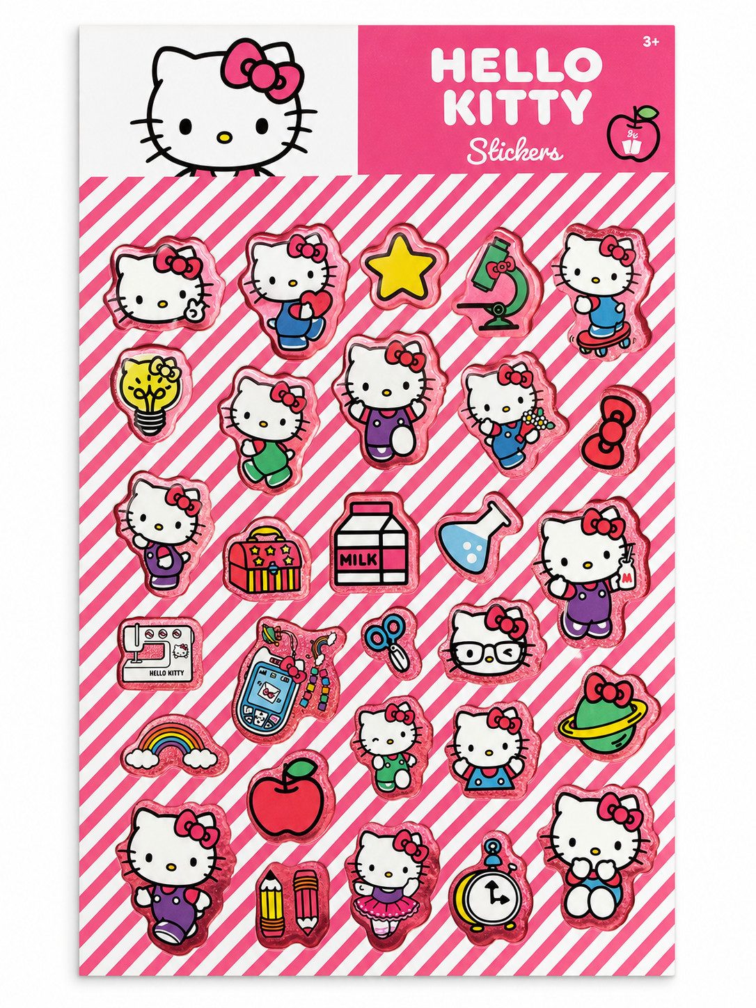 SANRIO Sticker Hello Kitty Sticker Set 8 Seiten mit über 100 Stickern für Kinder ab 3, (Set 1-tlg), 23x15cm Sticker Set mit über 100 Motiven zum Sammeln und Verzieren 3+
