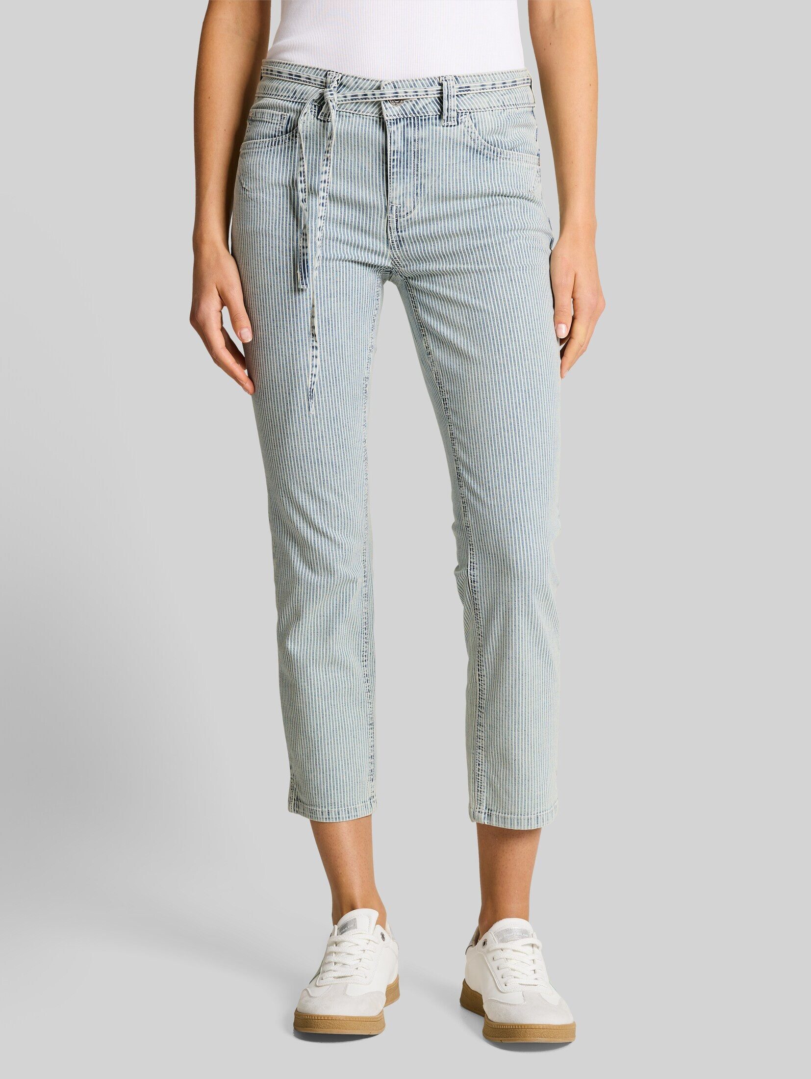 TOM TAILOR Slim-fit-Jeans Jeanshosen TTLENE SLIM CROPPED Jeans mit Streifenmuster