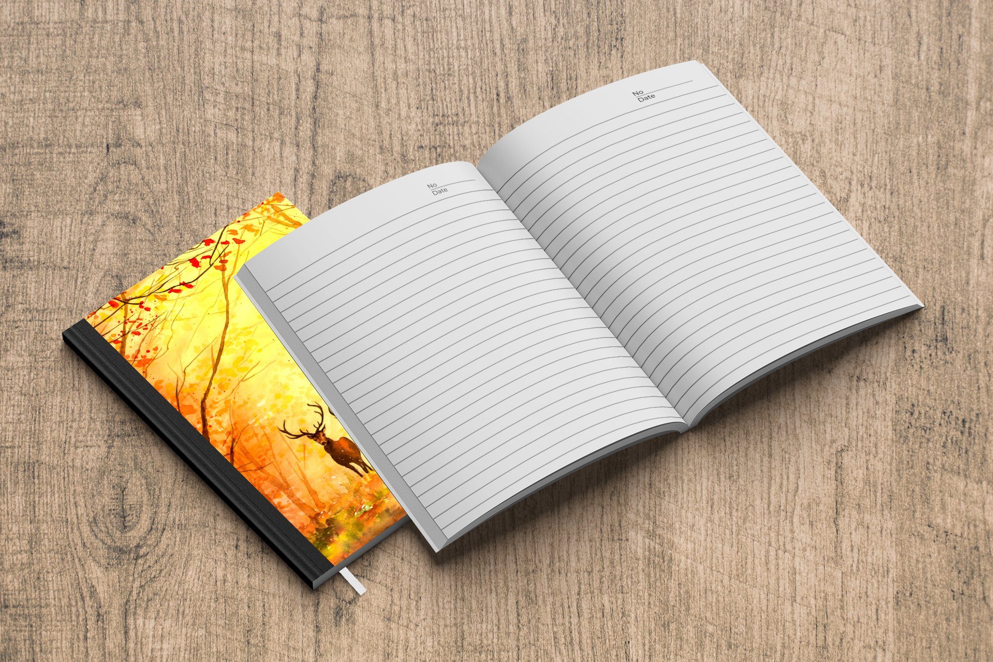 Natur Tagebuch, Seiten, MuchoWow - - 98 Tiere A5, Orange, Haushaltsbuch - Journal, Hirsche Herbst Notizheft, Ölfarbe Merkzettel, - - Notizbuch