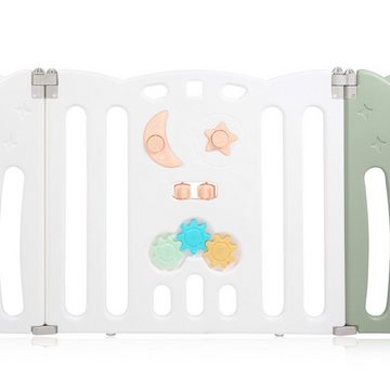 Baby Vivo Laufstall Laufgitter aus Kunststoff Faltbar 14 Elemente - Eule in Grün