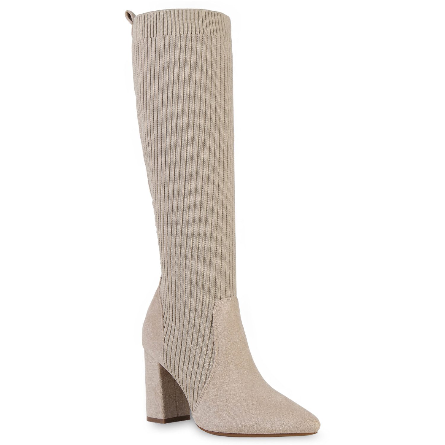 VAN HILL 839888 Schlupfstiefel Damen Schlupfstiefel Stiefel Spitze Strick A günstig online kaufen