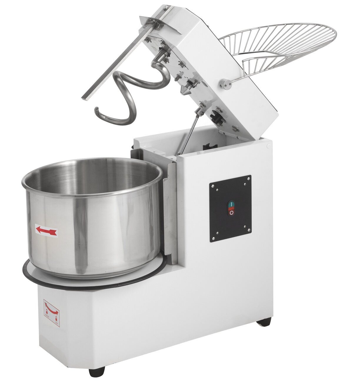 GastroHero Küchenmaschine Spiralteigknetmaschine ECO 20 Liter 230 V variabler Kopf Edelstahl, 1100 W, 20 l Schüssel, Europäische Hygienevorschriften, robuster Teigbrecher, Schutzgitter