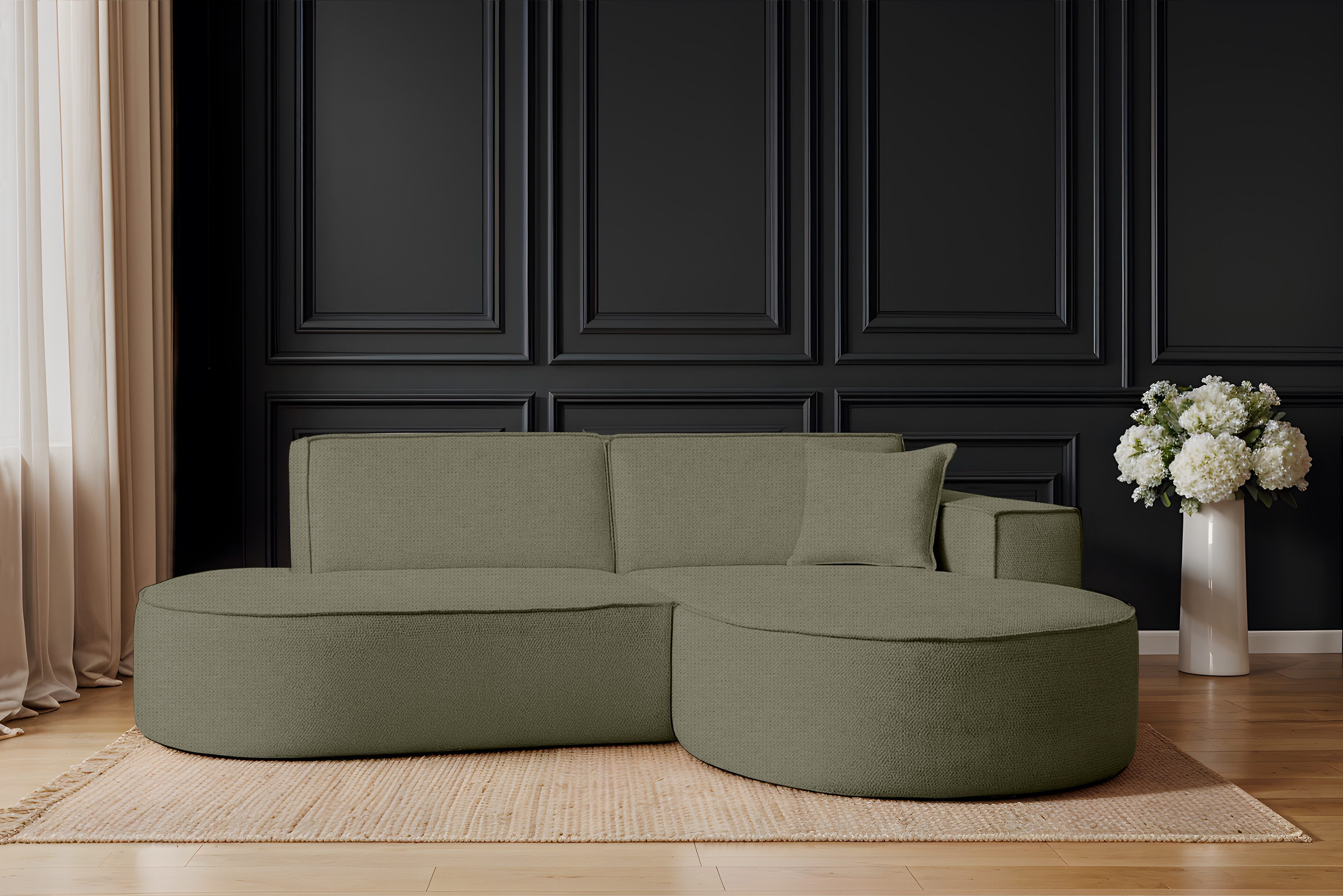 Kaiser Möbel Ecksofa Designer MODENA STUDIO stoff Artico, Einzelsofa, Minimalistisches Design mit abgerundeten Linien