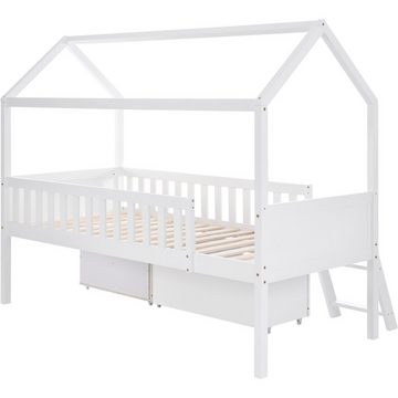 SIKAINI Hausbett A-DJ-N634-2925834AAW (set, 1-tlg., Mit Schubladen und Ablagefächern), Hausbett Kinderbett Jugendbett 200x90 Mit Schubladen und Ablagefächern