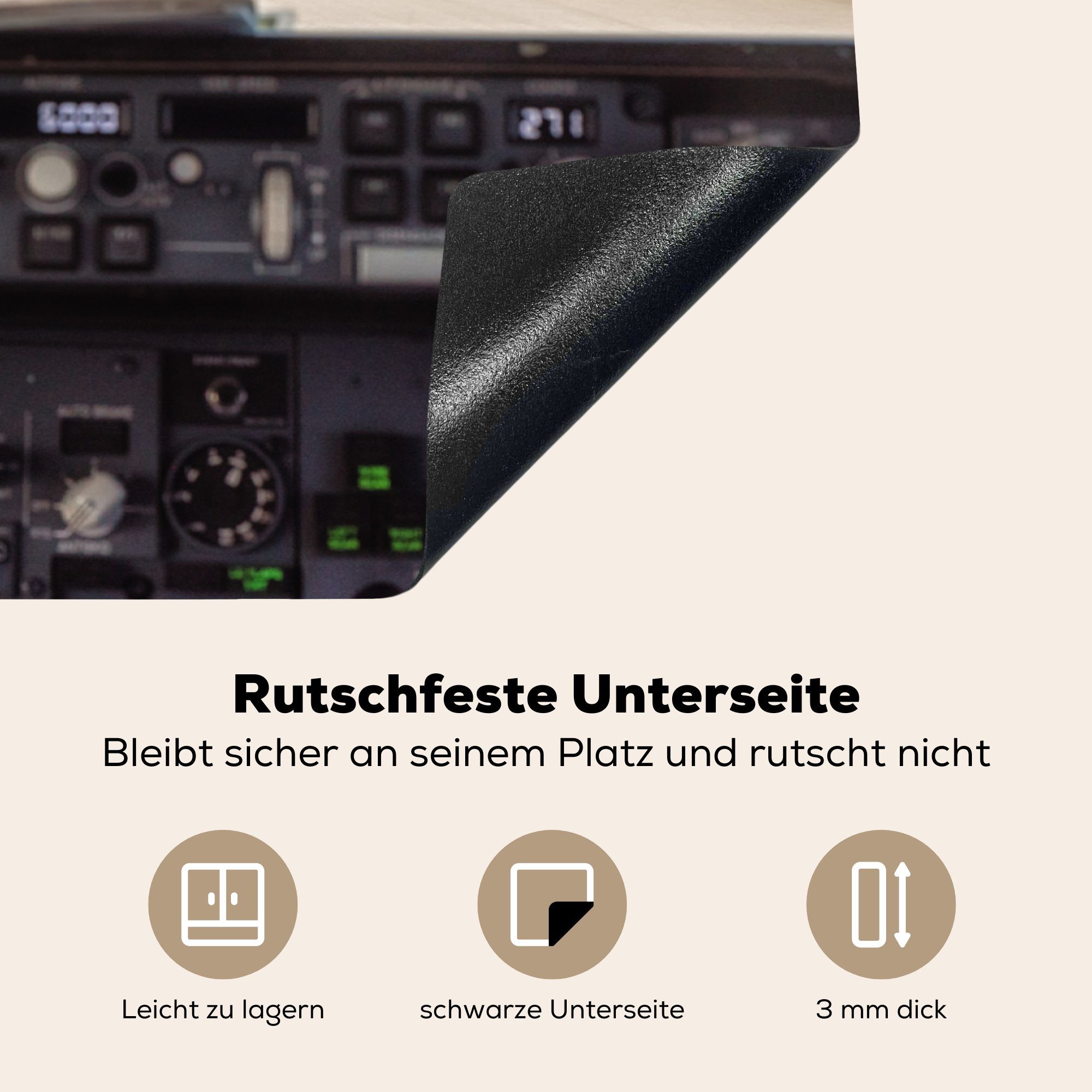 MuchoWow Herdblende-/Abdeckplatte Cockpit eines Flugzeugs für auf (1 Induktionskochfeld tlg), 81x52 der küche, Ceranfeldabdeckung Schutz Vinyl, Rennbahn, die cm