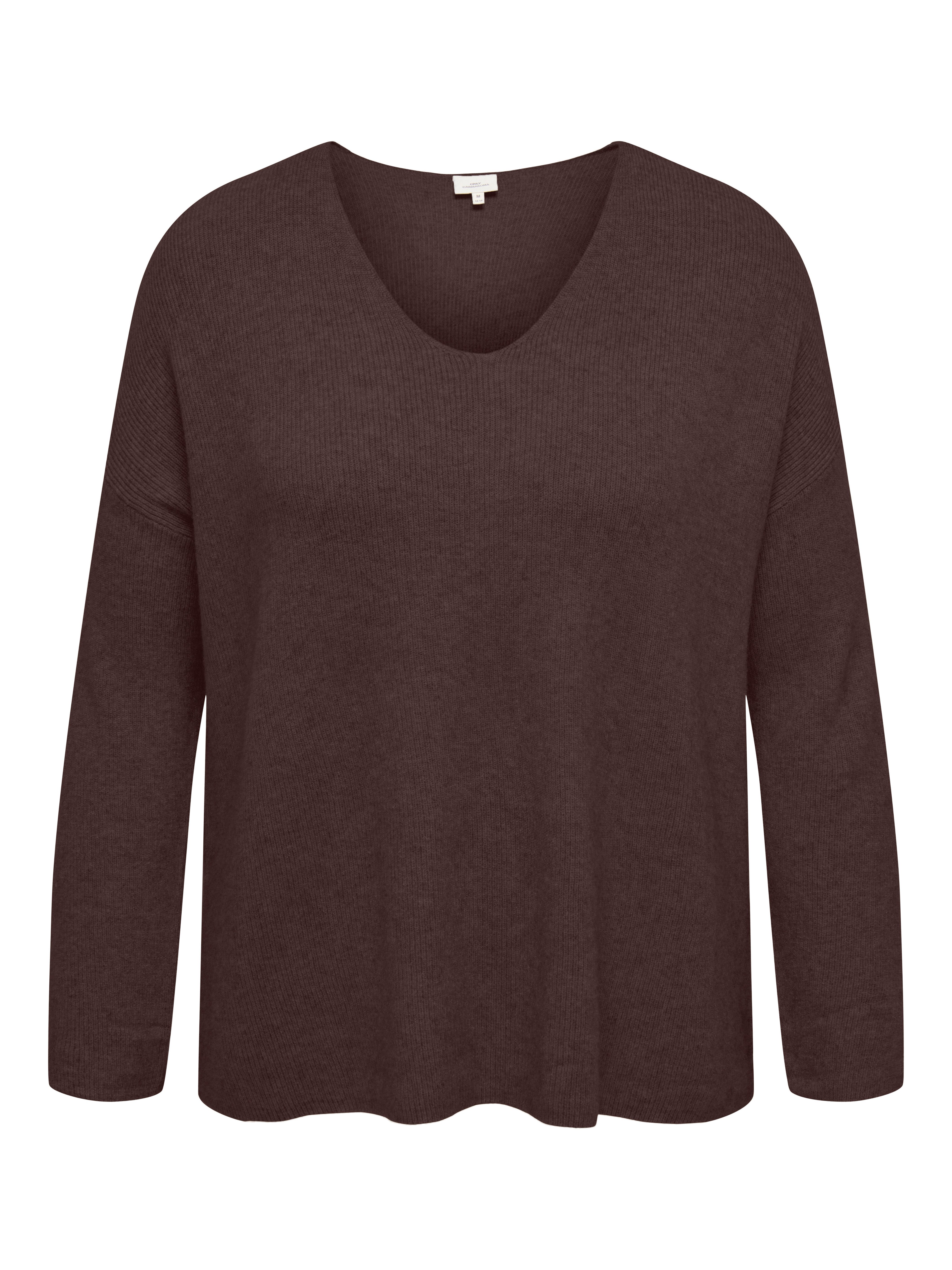 ONLY CARMAKOMA V-Ausschnitt-Pullover CARIBI LS RIB LOOSE V-NECK CC KNT Viskosemischung, regular fit
