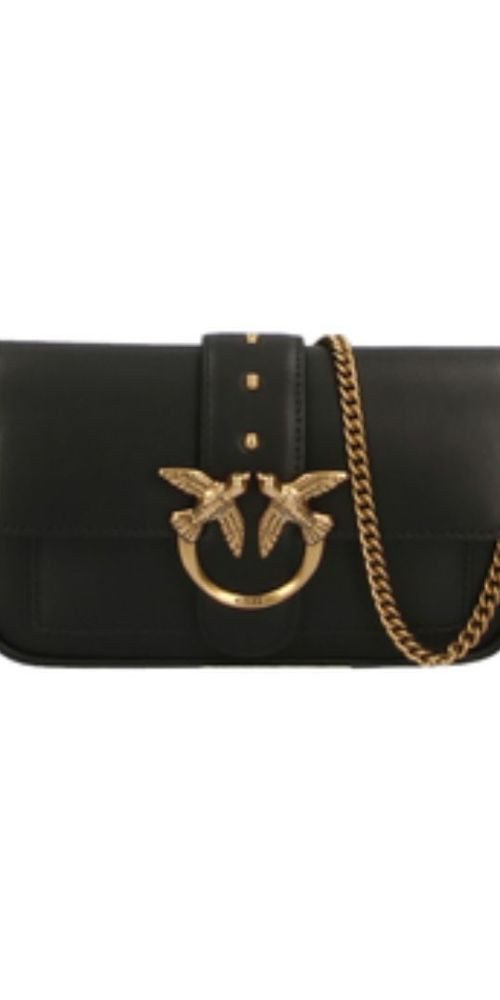 Handtasche Pinko Love Birds Umhängetasche schwarz gold