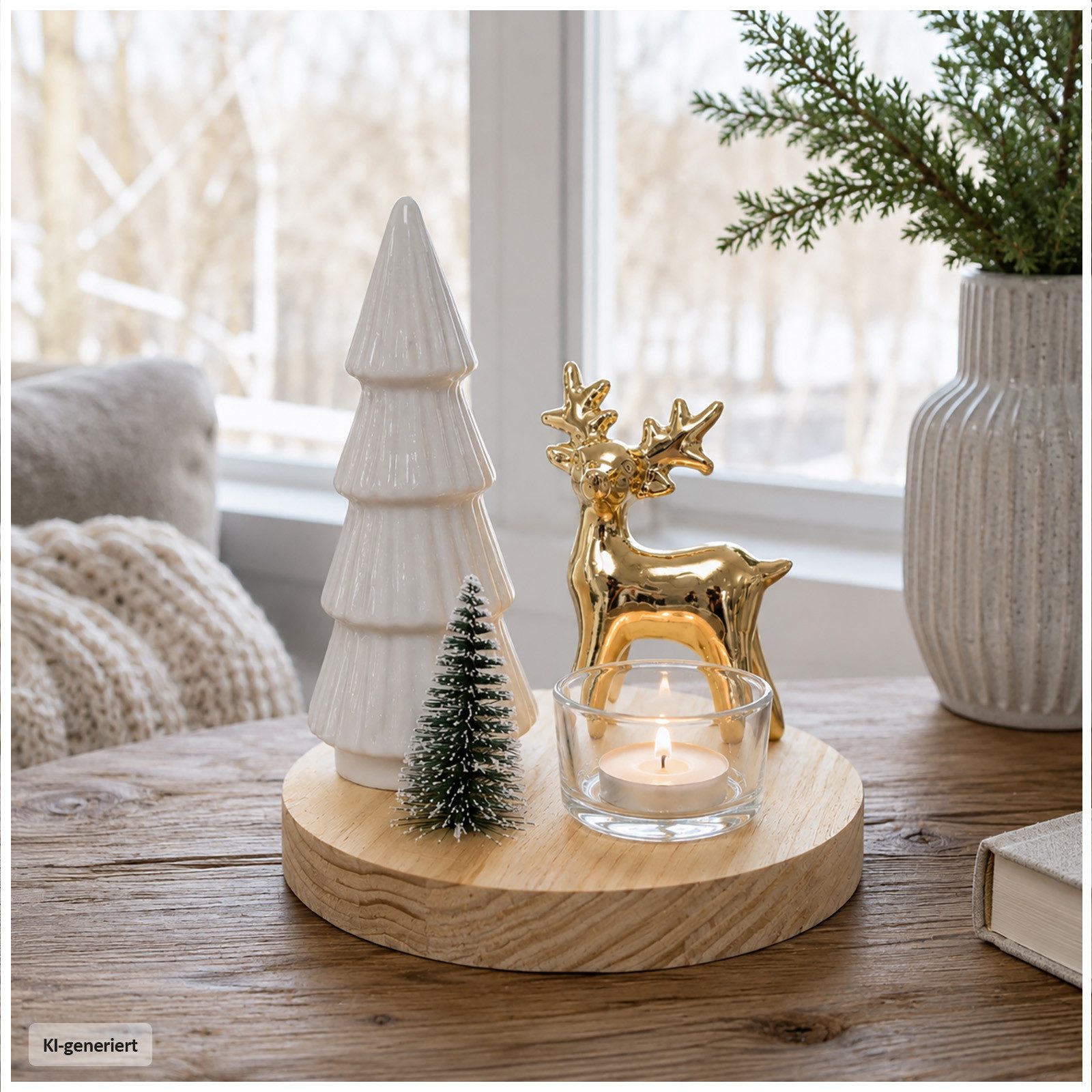 HTI-Living Weihnachtsszene Teelichthalter Winterwald, Weihnachtsdeko Leuchtdeko