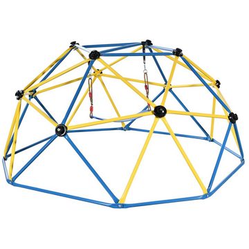 Ulife Klettergerüst 8ft Kletterkuppel mit Schaukel in blau & gelb 243,8*243,8*115,8 cm, (Packung), 3-5 Jahre alt, ergonomische Handgriffe, rutschhemmende Beschichtung