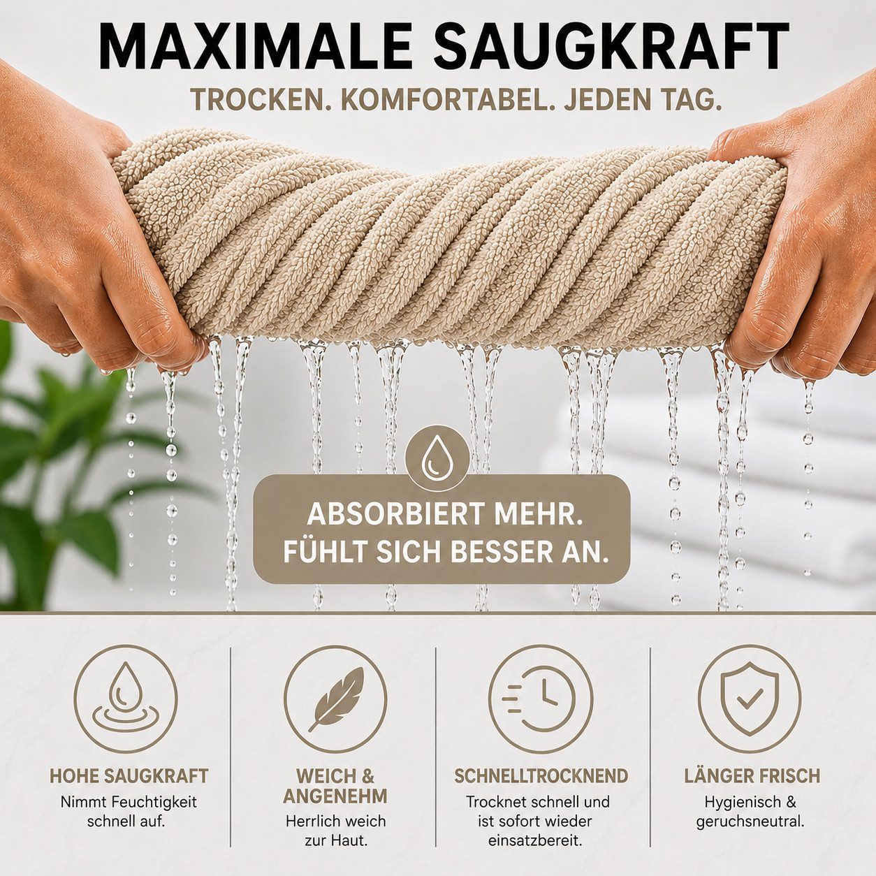 Komfortec Handtuch Set Premium 8x Handtuch & Badetuch Set - 4er 50x100 + 4er 70x140 cm, Frottee (8-St), 100% Baumwolle, Weich, 470 g/m2 – Bild 4 von 5