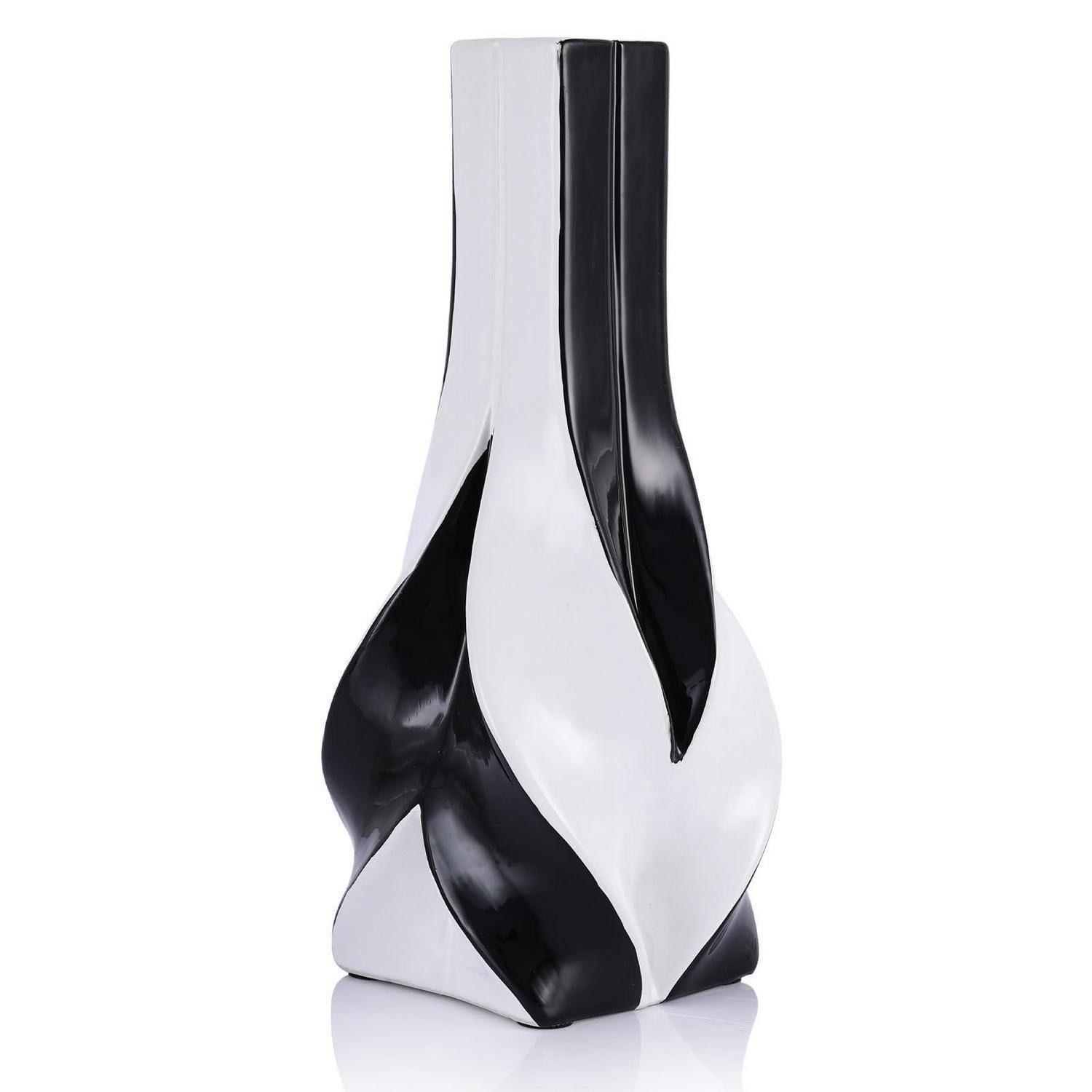 LuxusKollektion Tischvase Keramikvase 26,9cm Schwarz Weiss