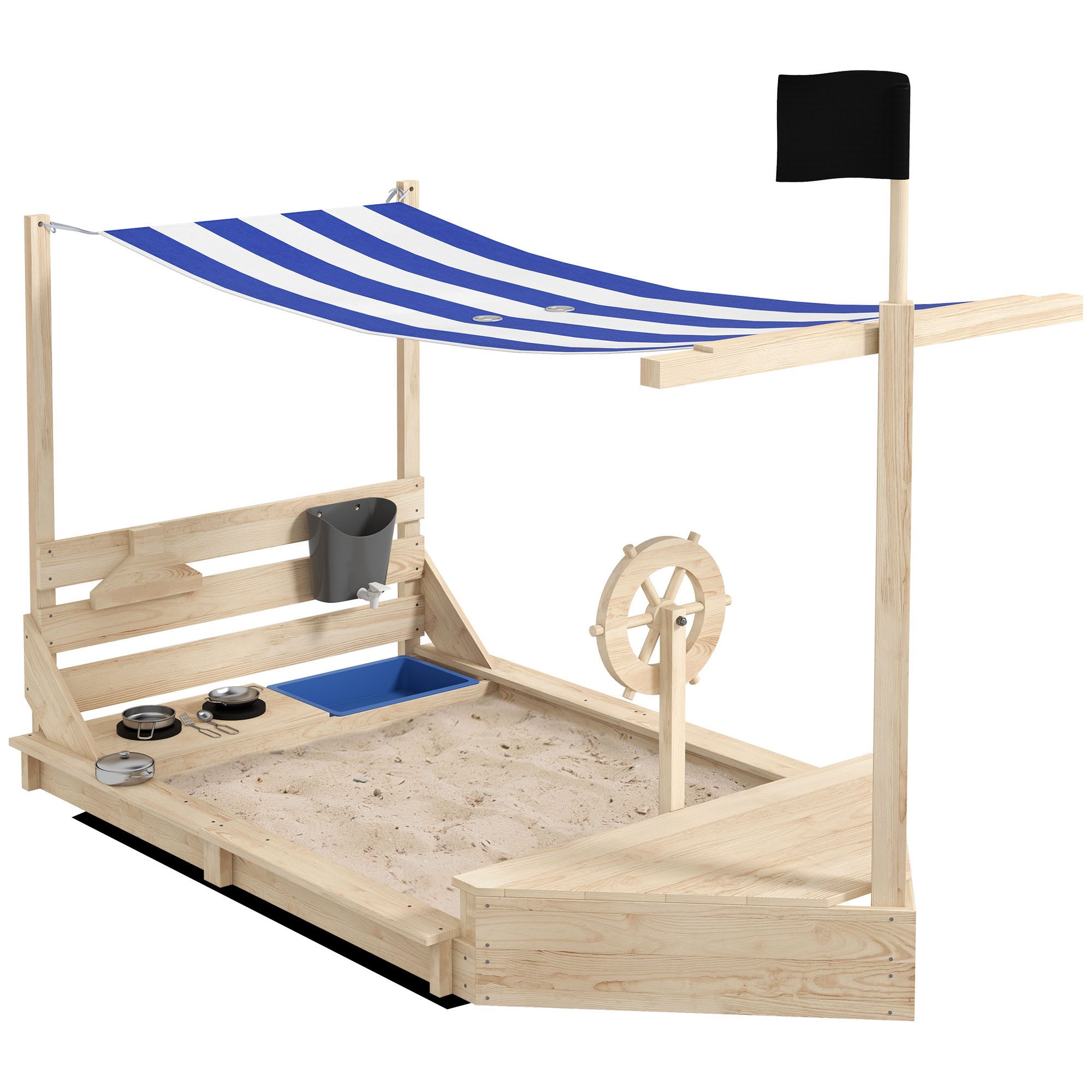 Outsunny Sandkasten Sandkiste groß mit Abdeckung günstig online kaufen