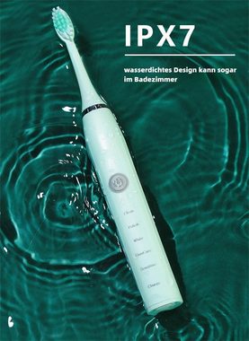 ELEKIN Elektrische Zahnbürste Smart Sonic Zahnbürste Weiche Borsten Paar IPX7 Wasserdicht Zahnbürste, Aufsteckbürsten: 3 St., ProtectiveClean,5 Putzmodi,zahnbürsten elektrisch