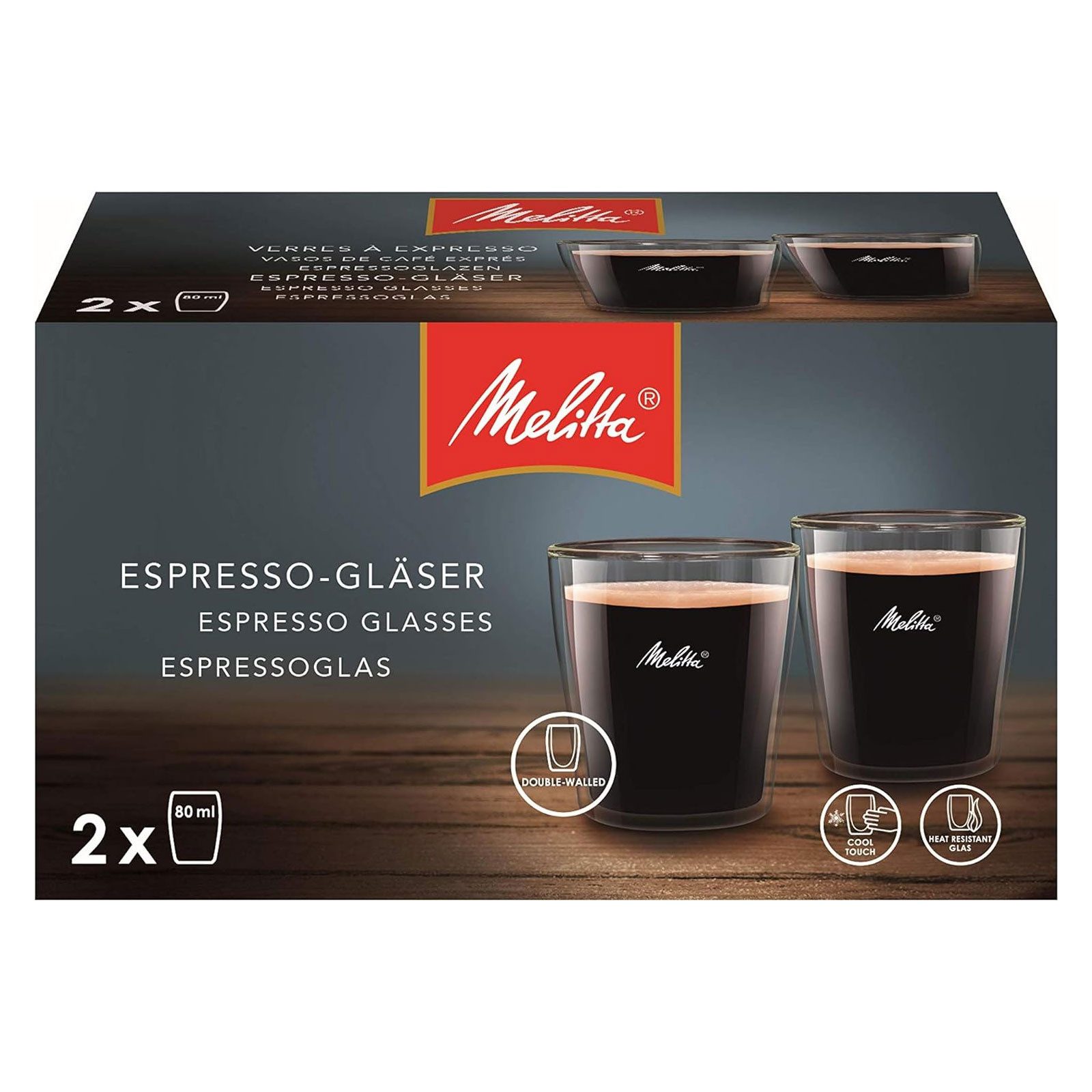 Melitta Tasse 51799 Doppelwandige Espresso-Gläser, Mikrowellenfest Doppelwandig Espresso