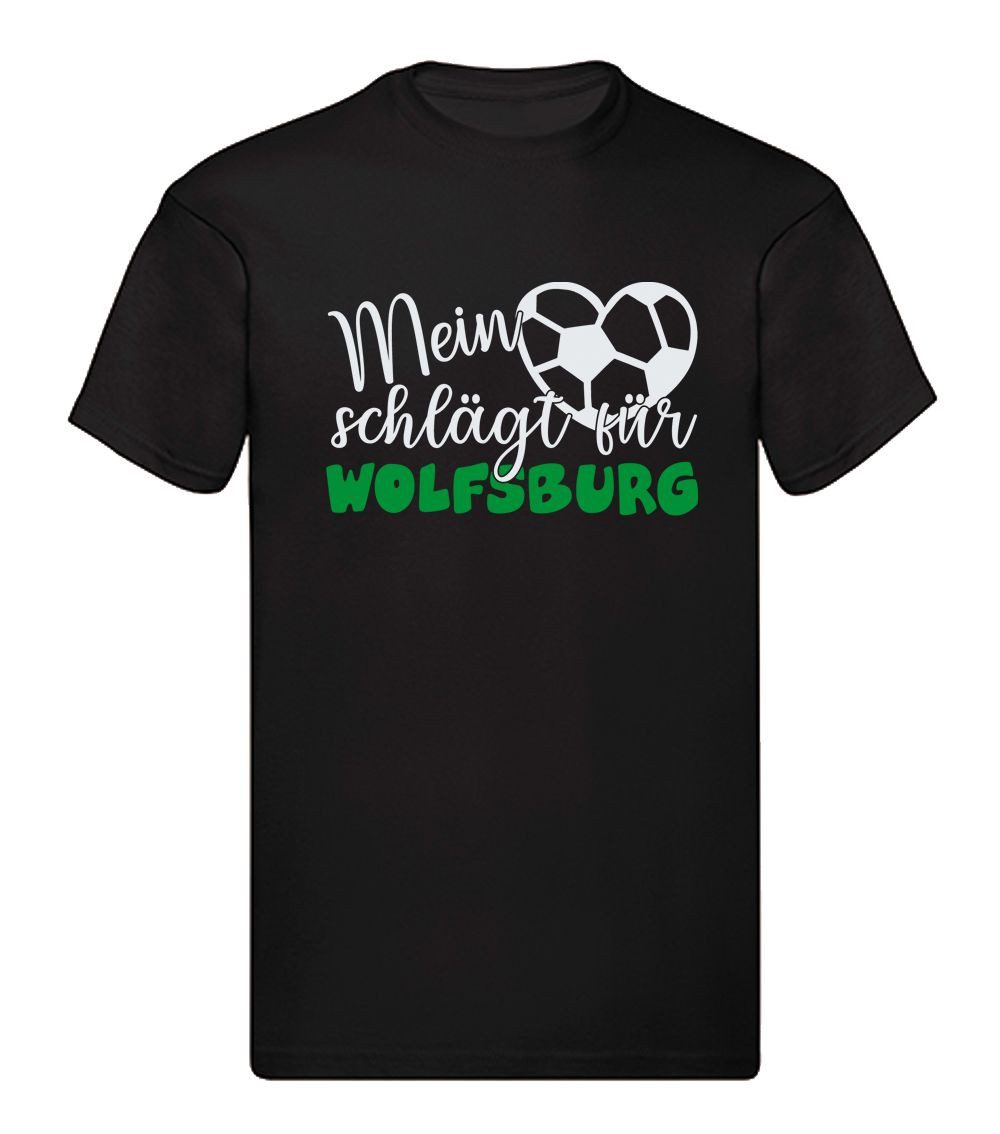 G-graphics T-Shirt Mein Herz schlägt für Wolfsburg (1-tlg) Herren T-Shirt mit einem Motiv für den echten Fan