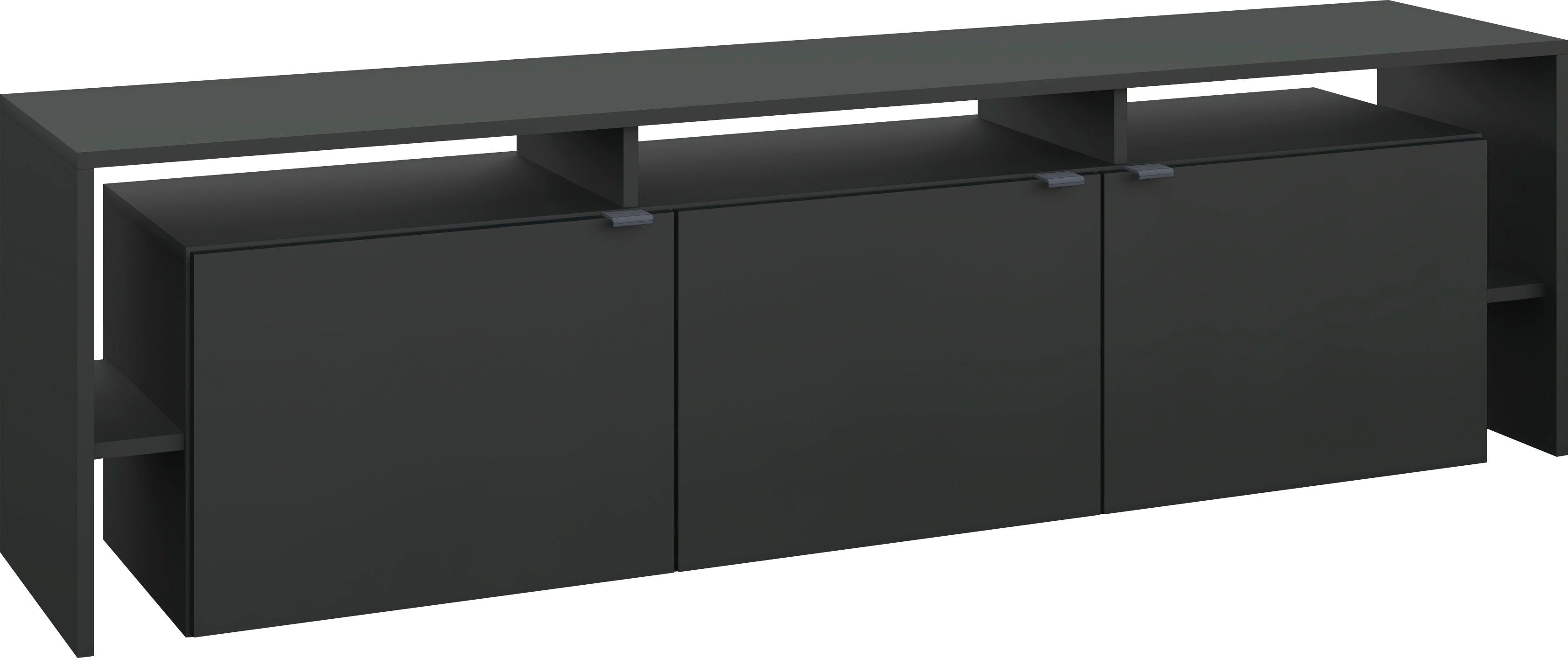 borchardt Möbel schwarz / Breite Sophia matt Überbau schwarz matt TV-Schrank mit matt 159 cm, | schwarz