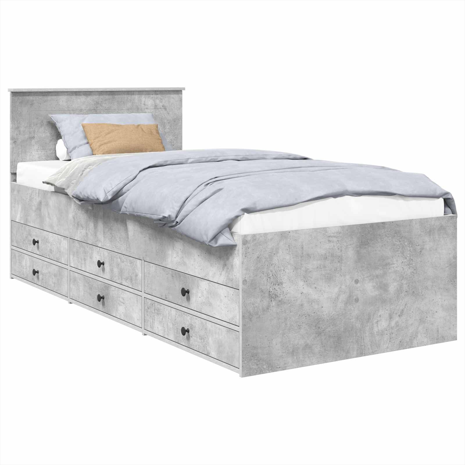 vidaXL Bettgestell Tagesbett Beton Grau und Schwarz 70 x 190 cm Holzwerkstoff (1-tlg)