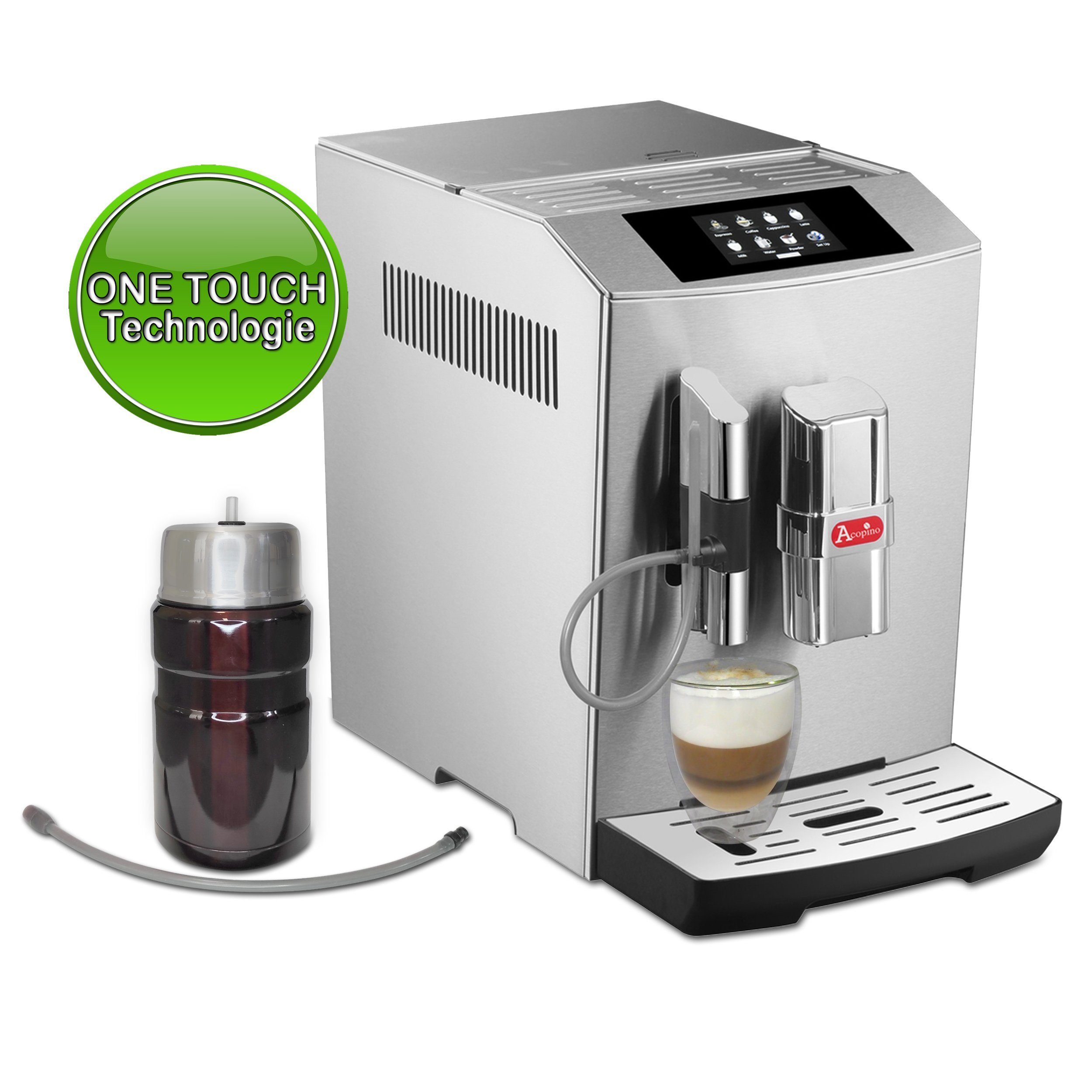 Kaffeevollautomat 650ml Modena Fassungsvermögen Limited mit Edition Thermo-Milchbehälter inkl. Edelstahl-Milchbehälter, praktischem Inklusive Acopino