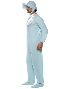 Smiffys Kostüm Strampler für Erwachsene hellblau, Strampelanzug für Riesenbabys