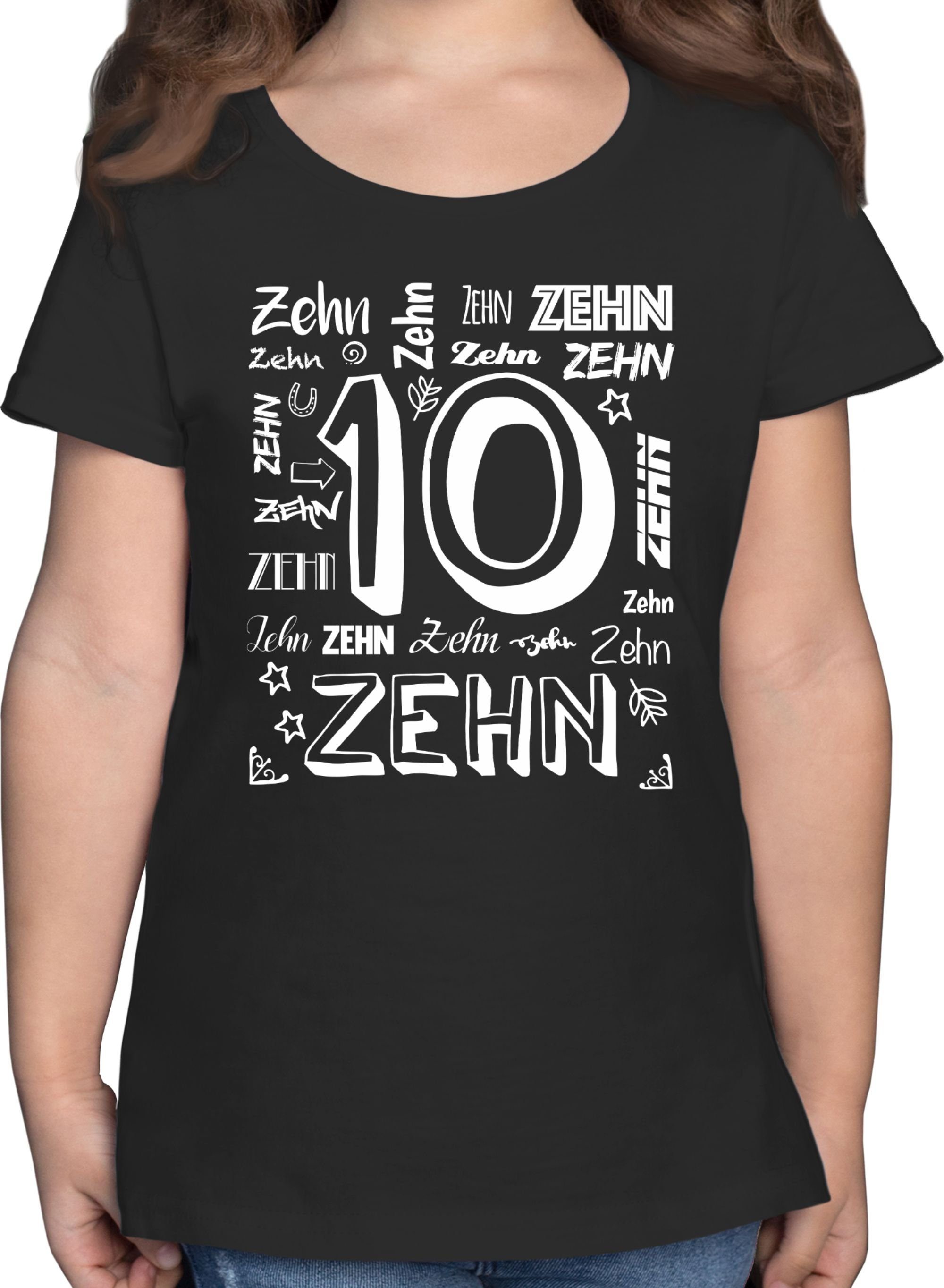 Shirtracer Zahlen Zehnter Schwarz 2 T-Shirt 10. Geburtstag
