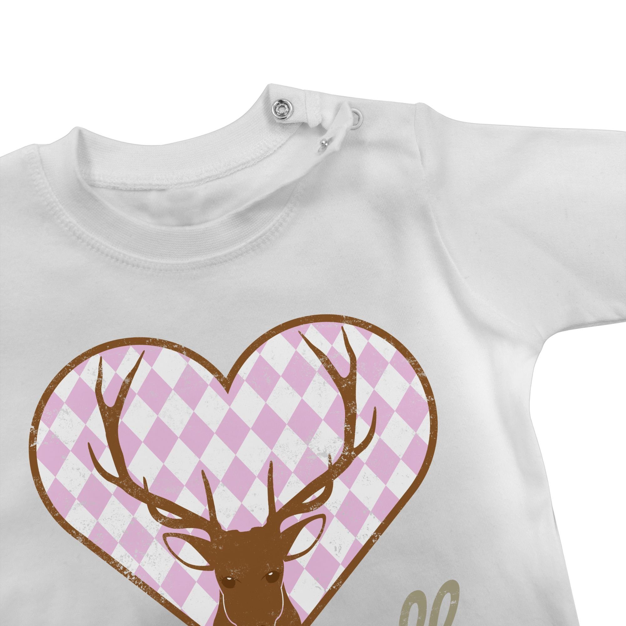 Shirtracer Weiß Baby Hirsch Outfit für Mode Oktoberfest T-Shirt 1 Lausmadl