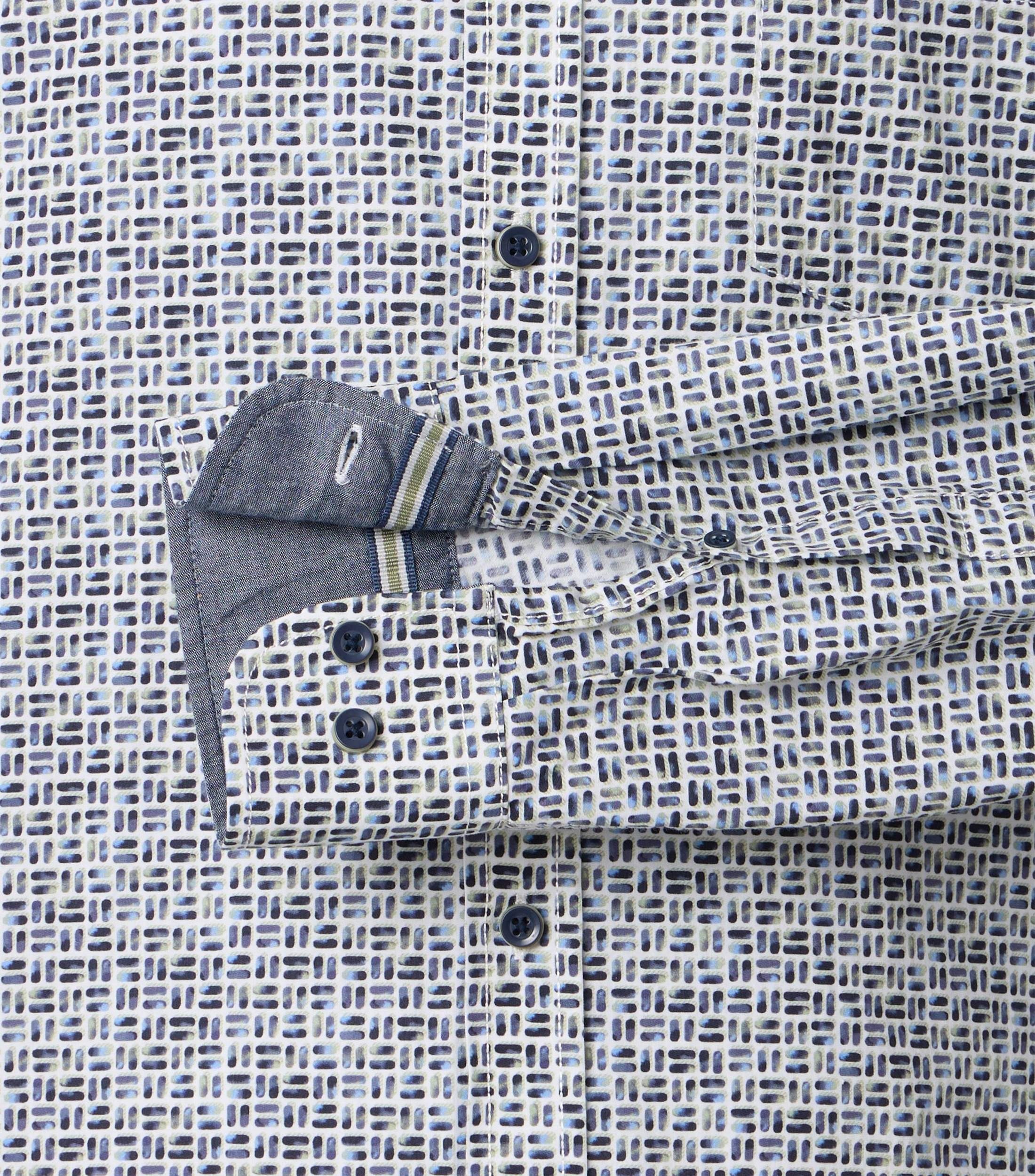 CASAMODA Langarmhemd CASAMODA Herren Freizeithemd Langarm Kent Casual Grün gemustert