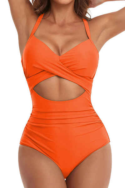 Orient Phoenix Badeanzug Einteiliger Badeanzug Damen Neckholder Badeanzug Strand Sommer Bikini Einteiliger Badeanzug, einfarbig, sexy, hohl, rückenfrei Badeanzug