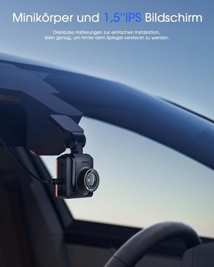 Avylet Mini Vorne Autokamera Dashcam Auto WiFi 2K Ultra Nachtsicht Dashcam (1440P HD, WLAN (Wi-Fi), APP,IPS-Bildschirm,Bewegungserkennung,G-Sensor, Kollisionsdetektion,WDR,24 Std.Parkmodus,170°Weitwinkel,OTA-Update)
