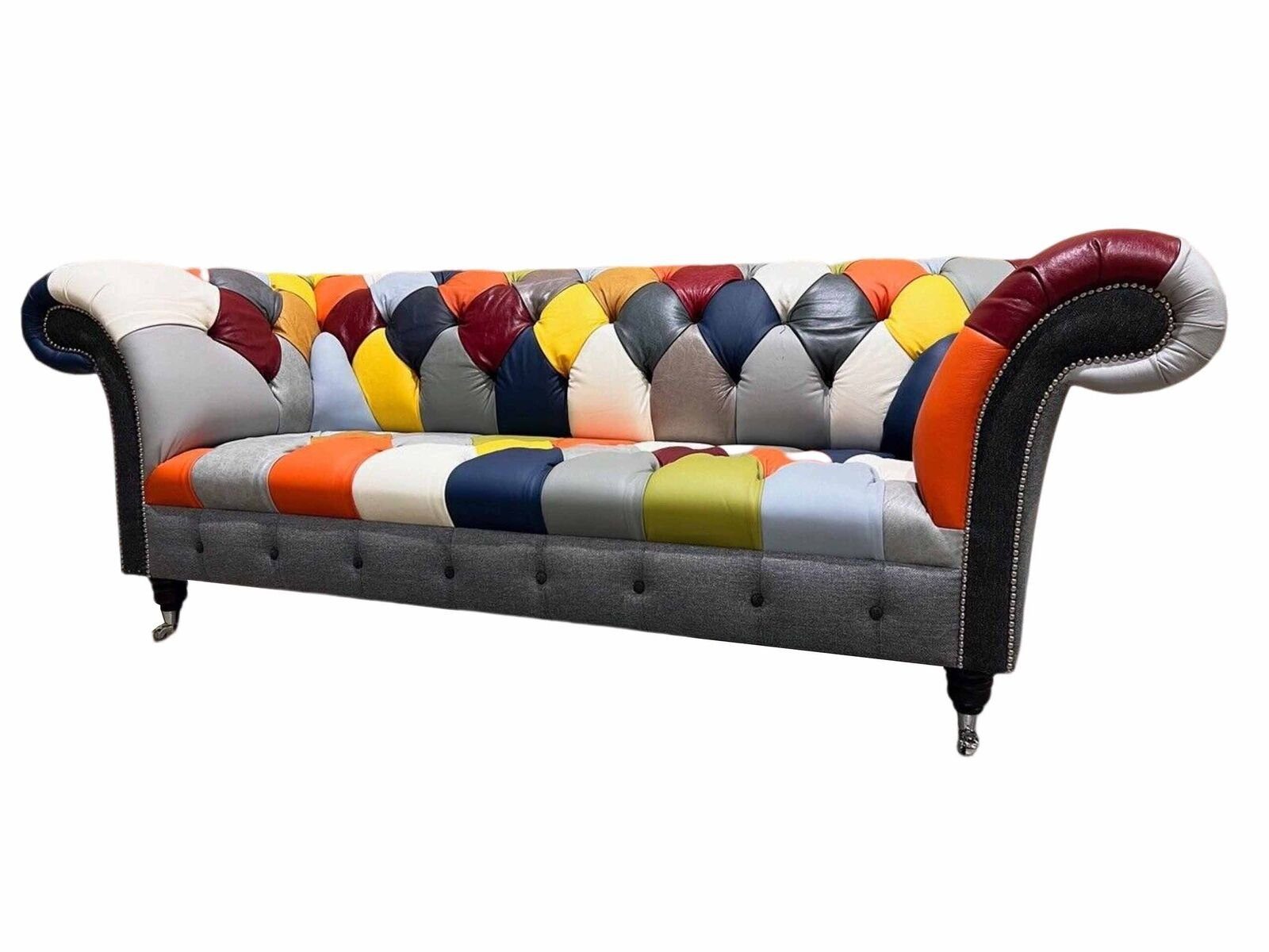 Textil Europe Bunter Sofa in Design Sitzer Made Stoff 3 Chesterfield Polster Neu, JVmoebel Couch