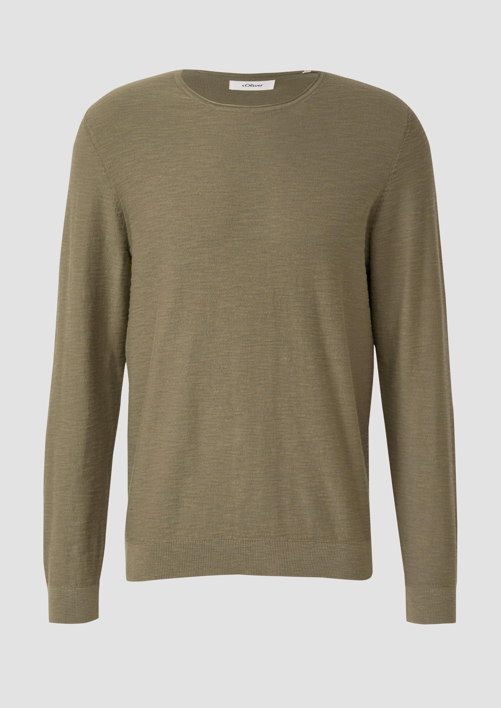 s.Oliver Longpullover Strickpullover Strickpullover mit Flammgarnstruktur und Rollkante