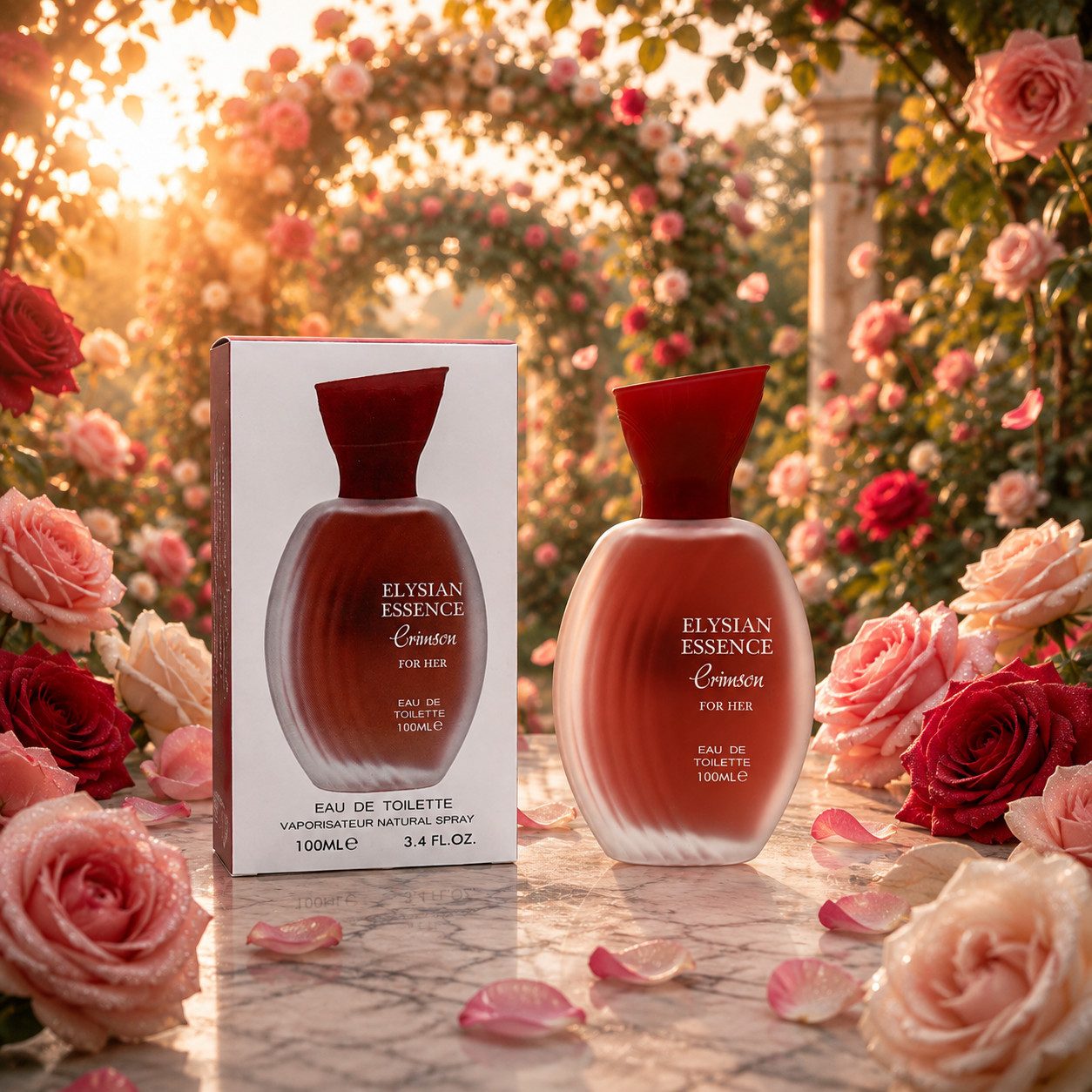 Fine Perfumery London Eau de Toilette Elysian Essence Crimson For Her Damenduft Süß Warm Sinnlich 100ml, Hergestellt in UK, Damendüfte