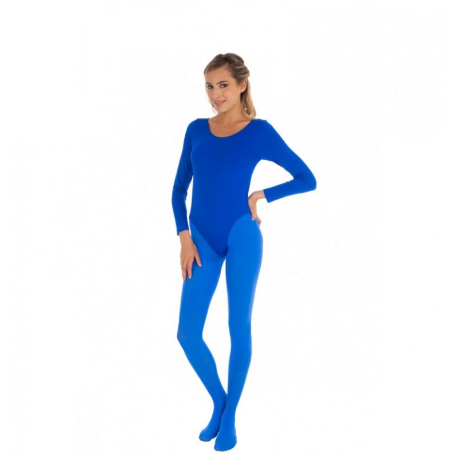 Kostüm Body Langarm Blau Gr. 36-40