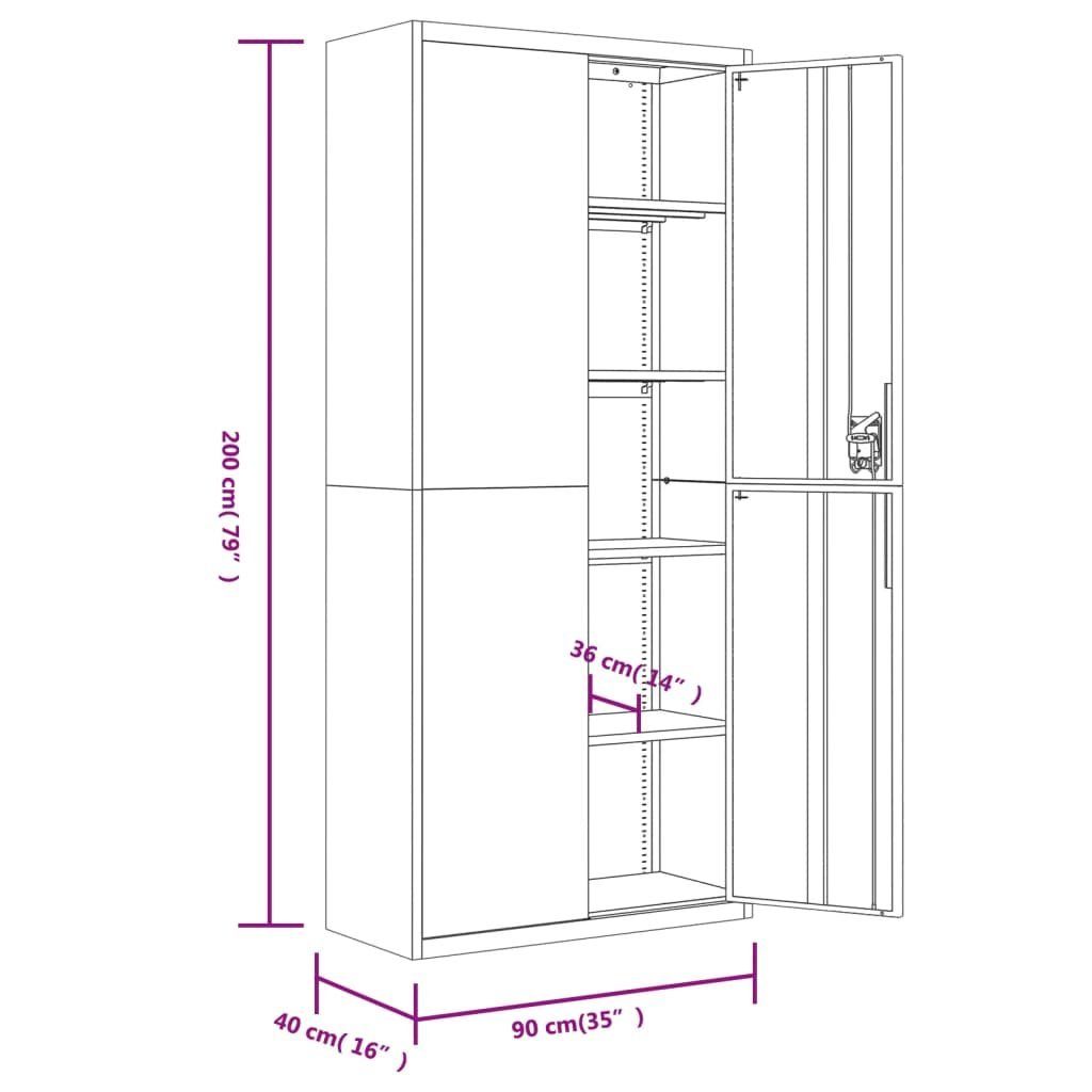 Hellgrau Stahl 90x40x200 cm furnicato Aktenschrank