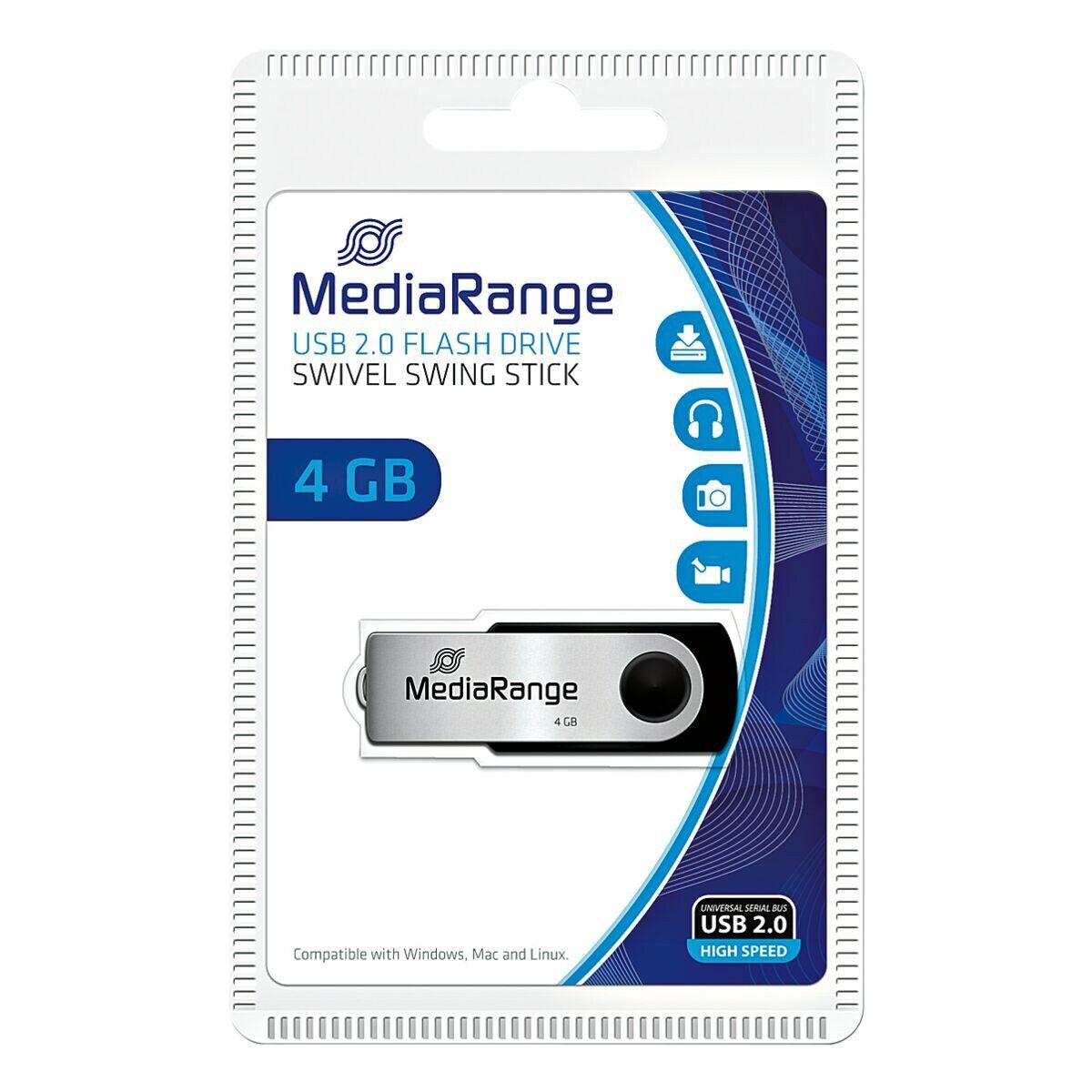 Mediarange MR907 USB-Stick (Lesegeschwindigkeit 4 MB/s, mit drehbarer Kappe)