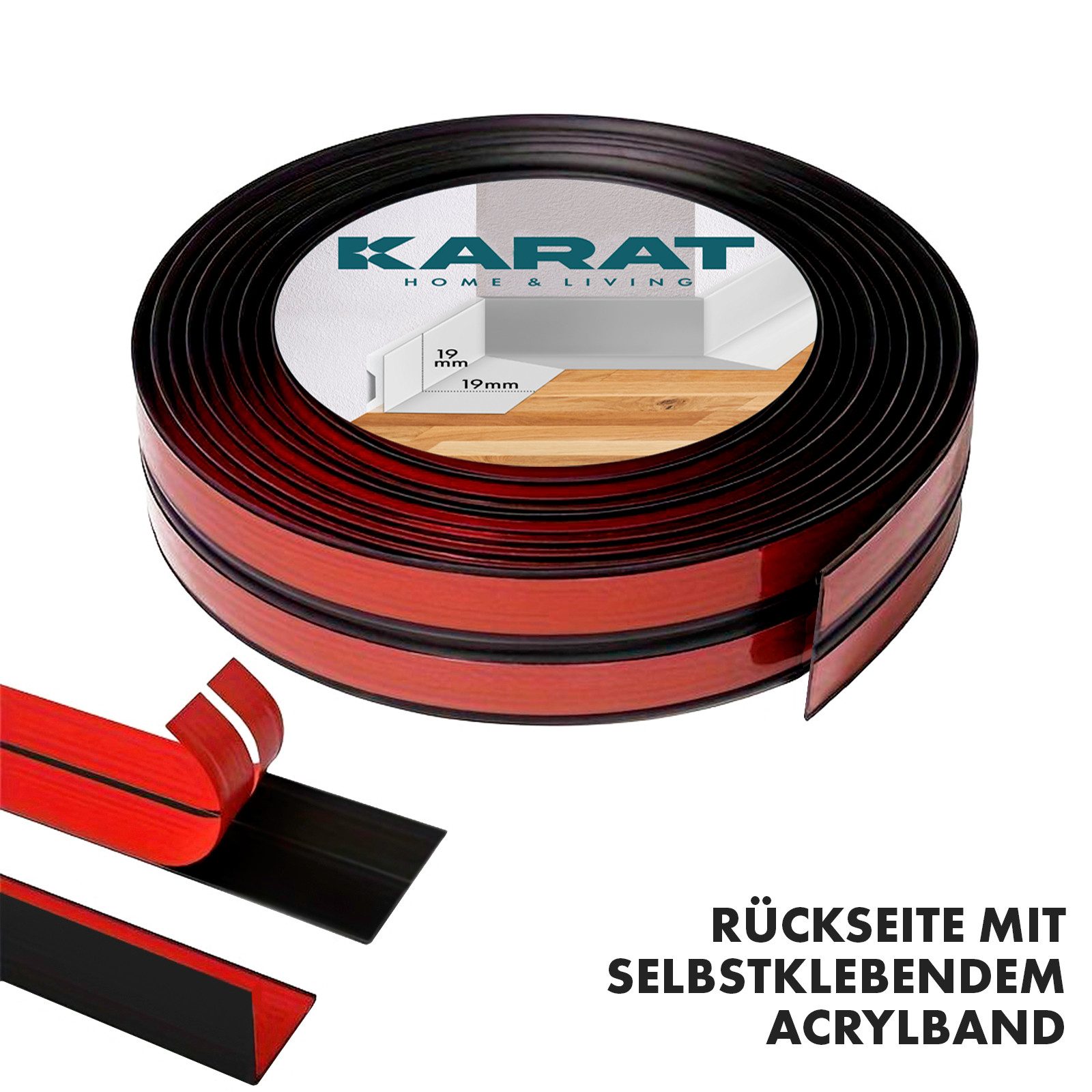 Karat Sockelleiste Riga, Selbstklebende Weichsockelleiste, L: 1500 cm, In drei Farben und Längen