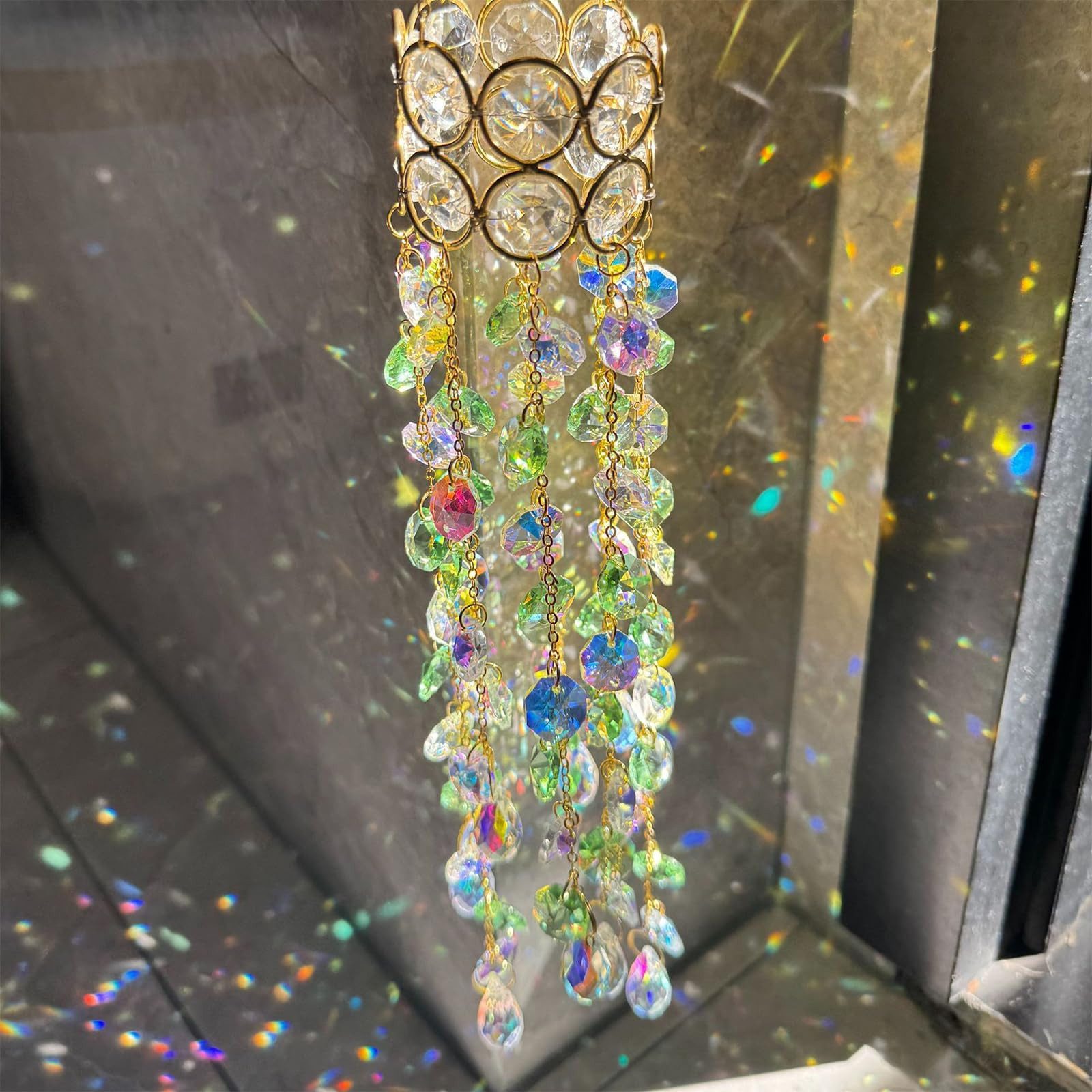 FOUORTUNATE-BEE Hängedekoration Windspiel Kristalle zum Aufhängen Sonnenfänger Kristalle Fensterdeko (Suncatcher Sonnenfänger Windspiele Hängedeko Geschenk, Muttertag Geburtstagsgeschenk für Haus, Büro)