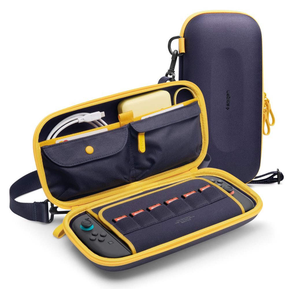 Spigen Konsolen-Tasche Hartschalentasche Schutzhülle Reiseetui, Hartschale, 6 Spielkartenfächer, Schultergurt