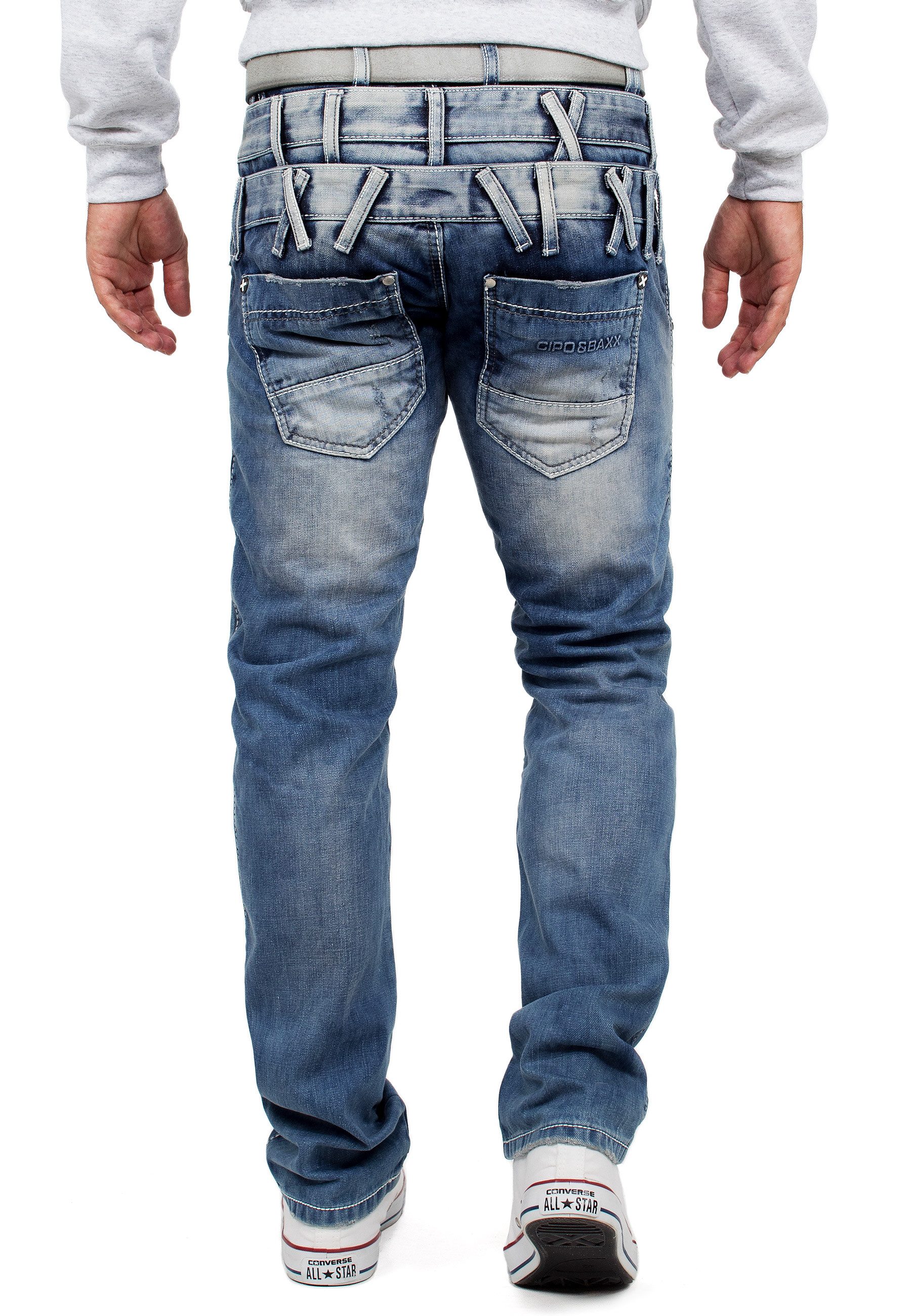 Cipo & Baxx Regular-fit-Jeans Herren Hose BA-CD466 (1-tlg) mit Doppel Bund günstig online kaufen