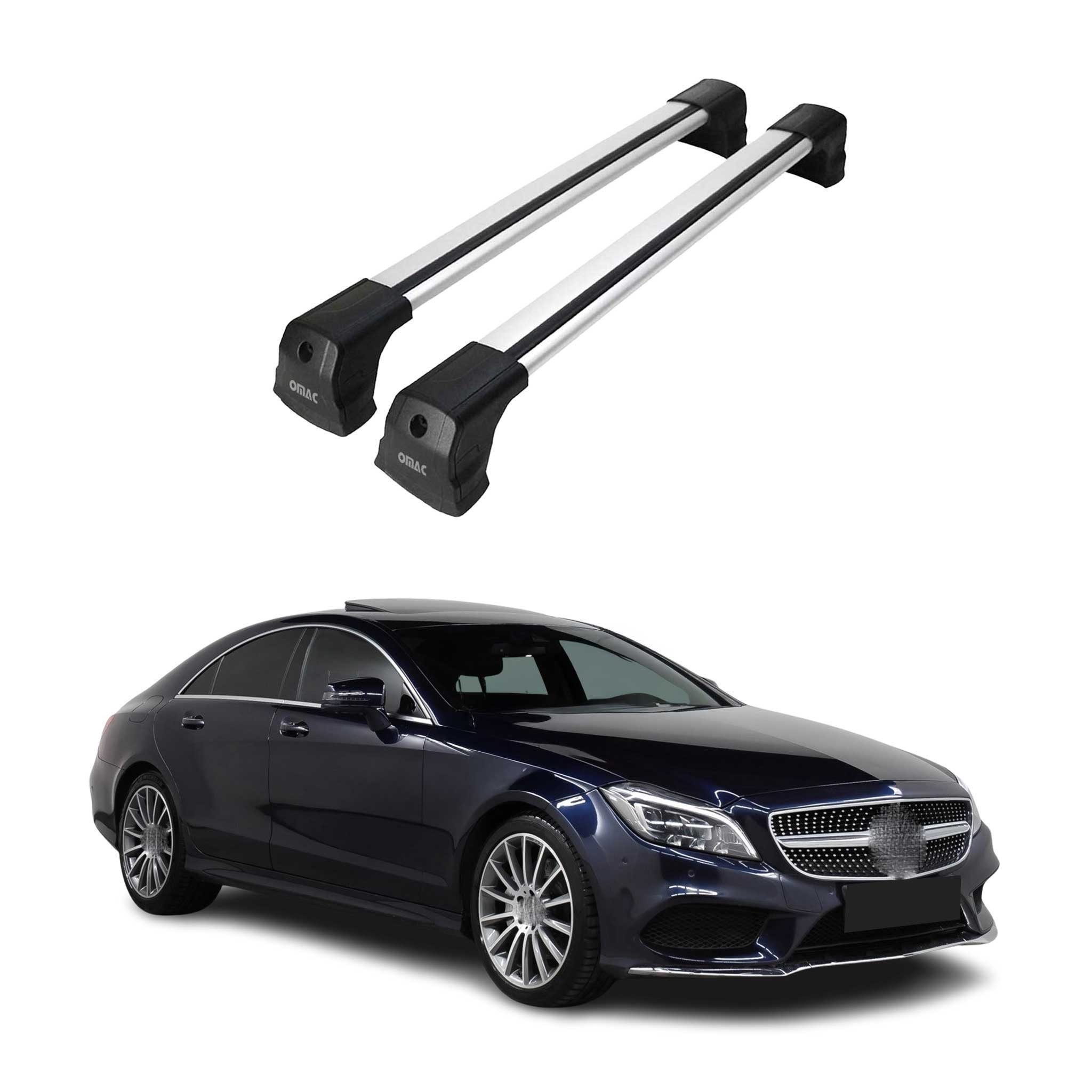 OMAC Dachträger 2011-2017 Mercedes CLS C218 Dachträger Gepäkträger Silber Alu 2 tlg (2-St), Wasserbeständig,Abnehmbar,Multifunktional,Leichtgewichtig