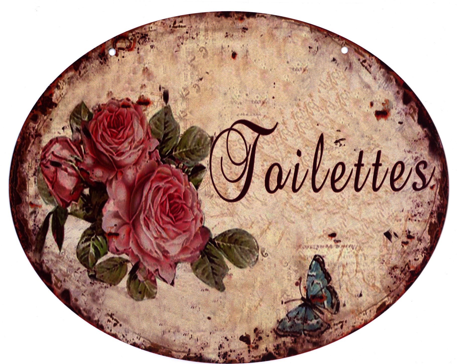 Moritz Metallschild Blechschild Toilettes Rosen, (Einzeln), 20 x 25cm Vintage Retro Deko Schild Metallschild Wandbild Schild
